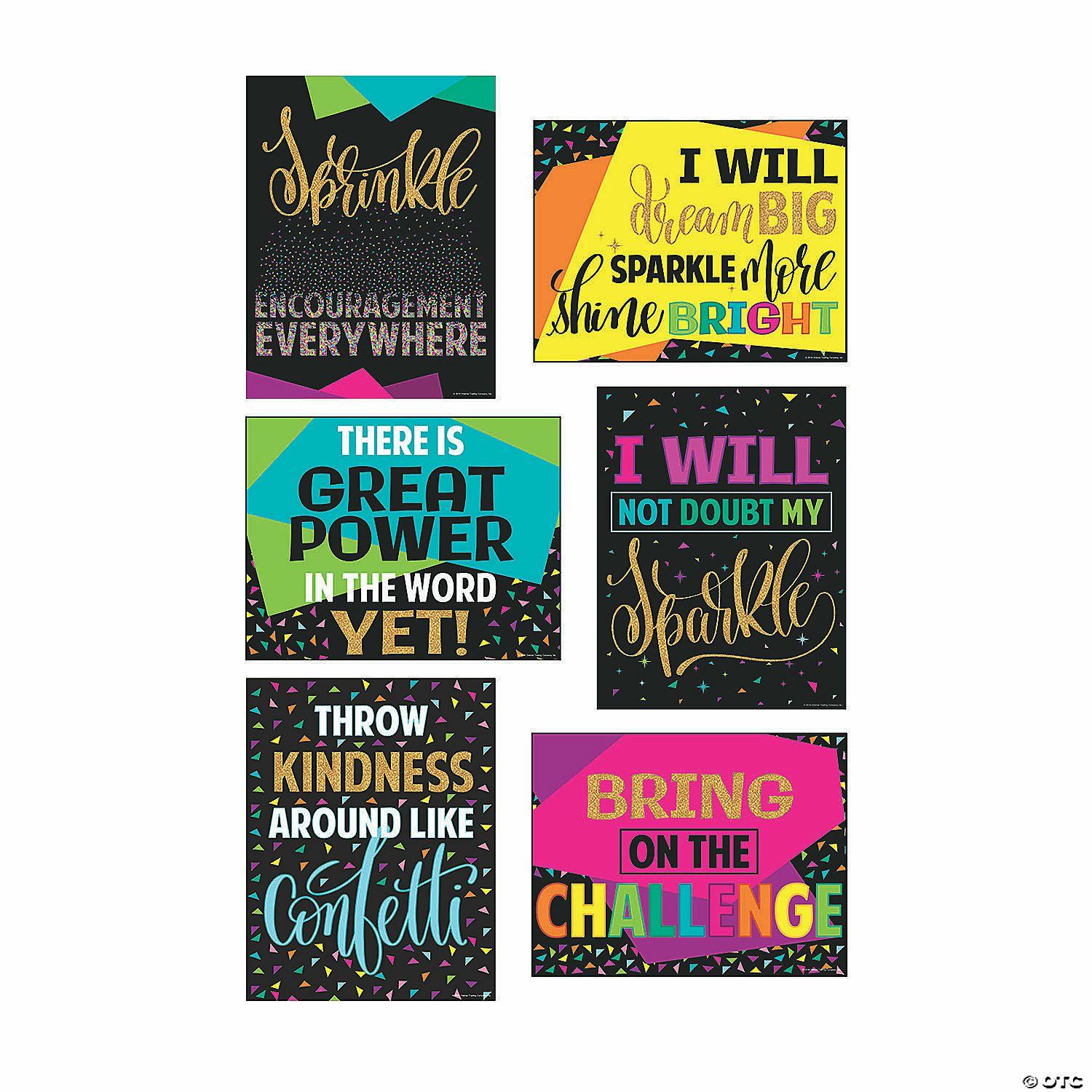 Posters | Confetti Glitter Classroom Posters – 6 Pc.