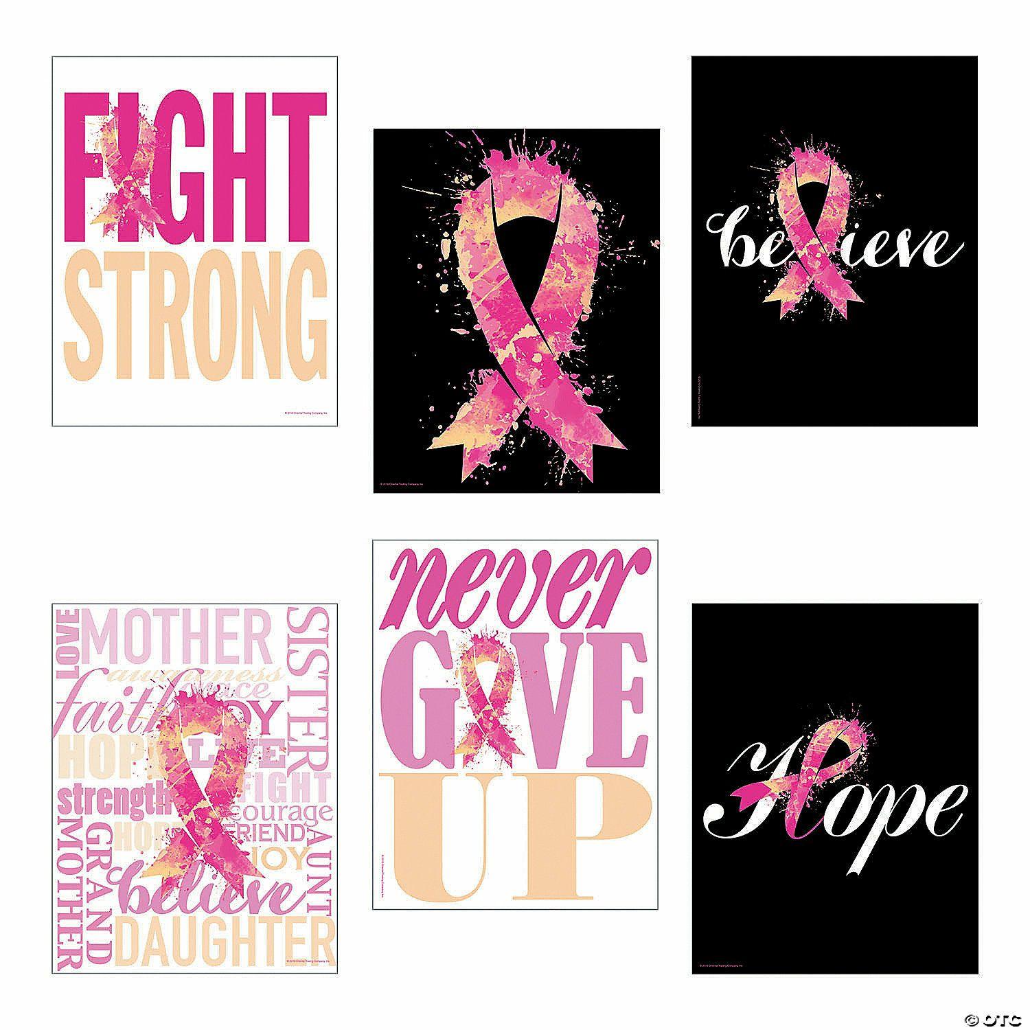 Posters | Pink Ribbon Inspirational Poster Set – 6 Pc.