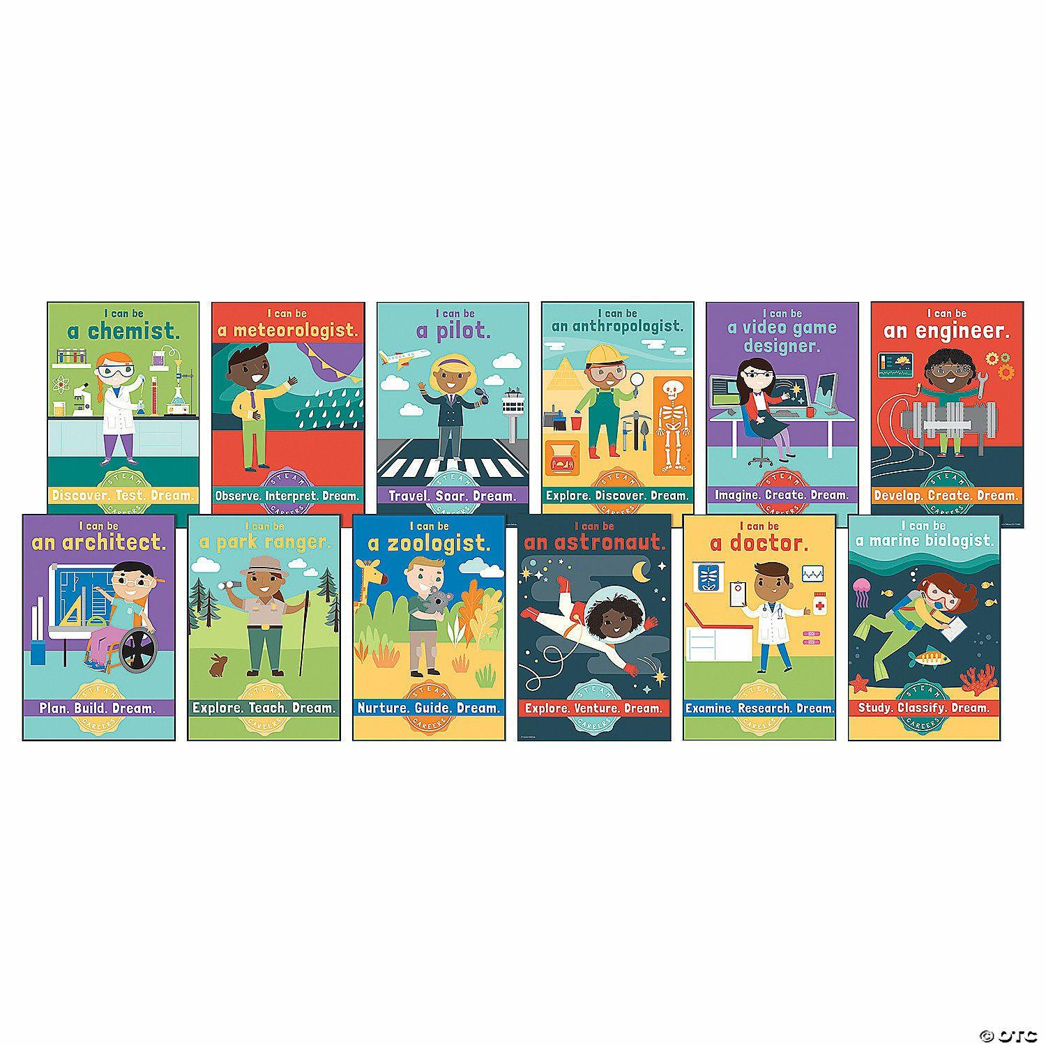 Posters | STEAM Careers Mini Classroom Bulletin Board Set – 12 Pc.