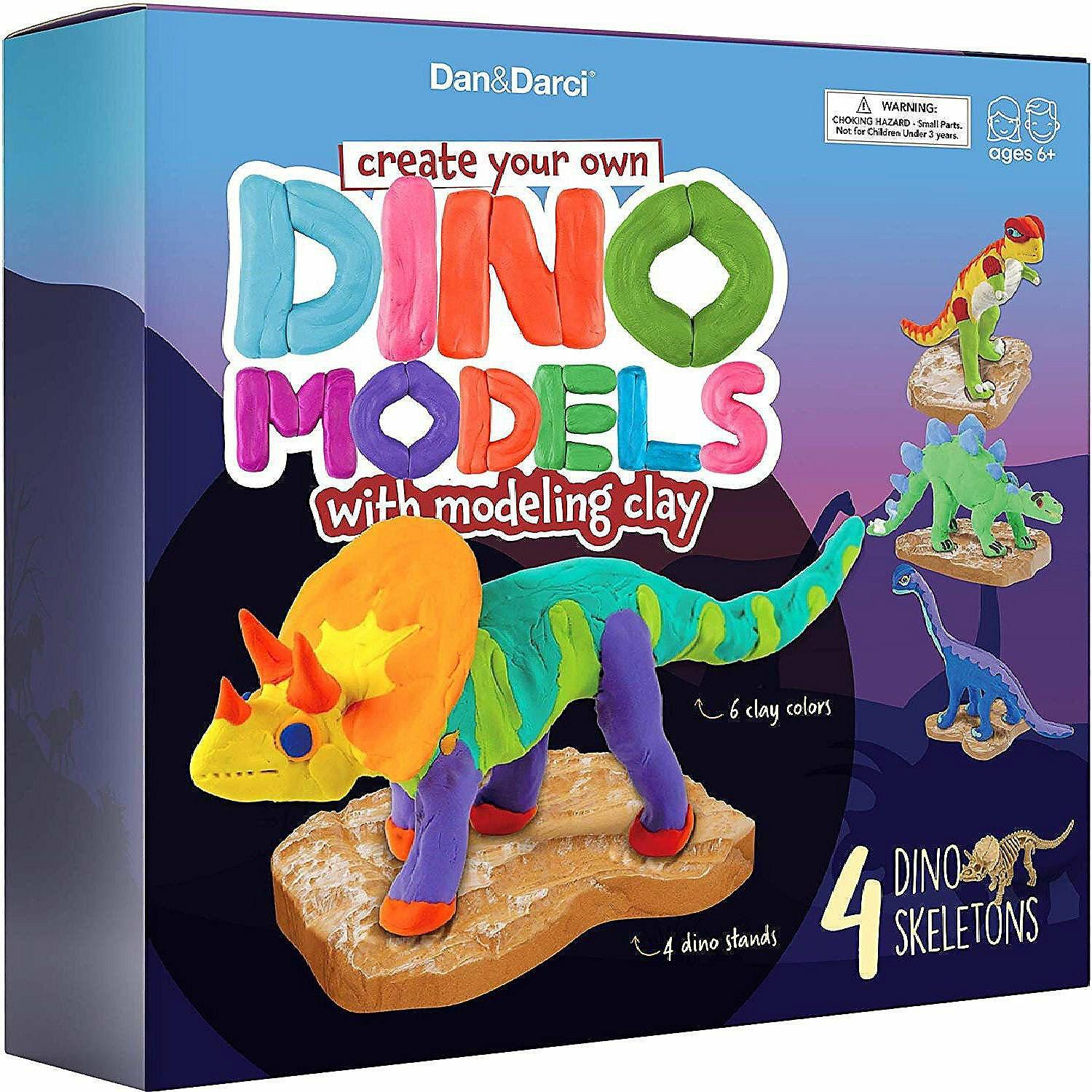 Science | Dan&Darci – Dino Models, Clay Craft Kit – Build a Dinosaur Gifts for Boys & Girls – Build 4 Dinos with Air Dry Magic Modeling Clay Model Set