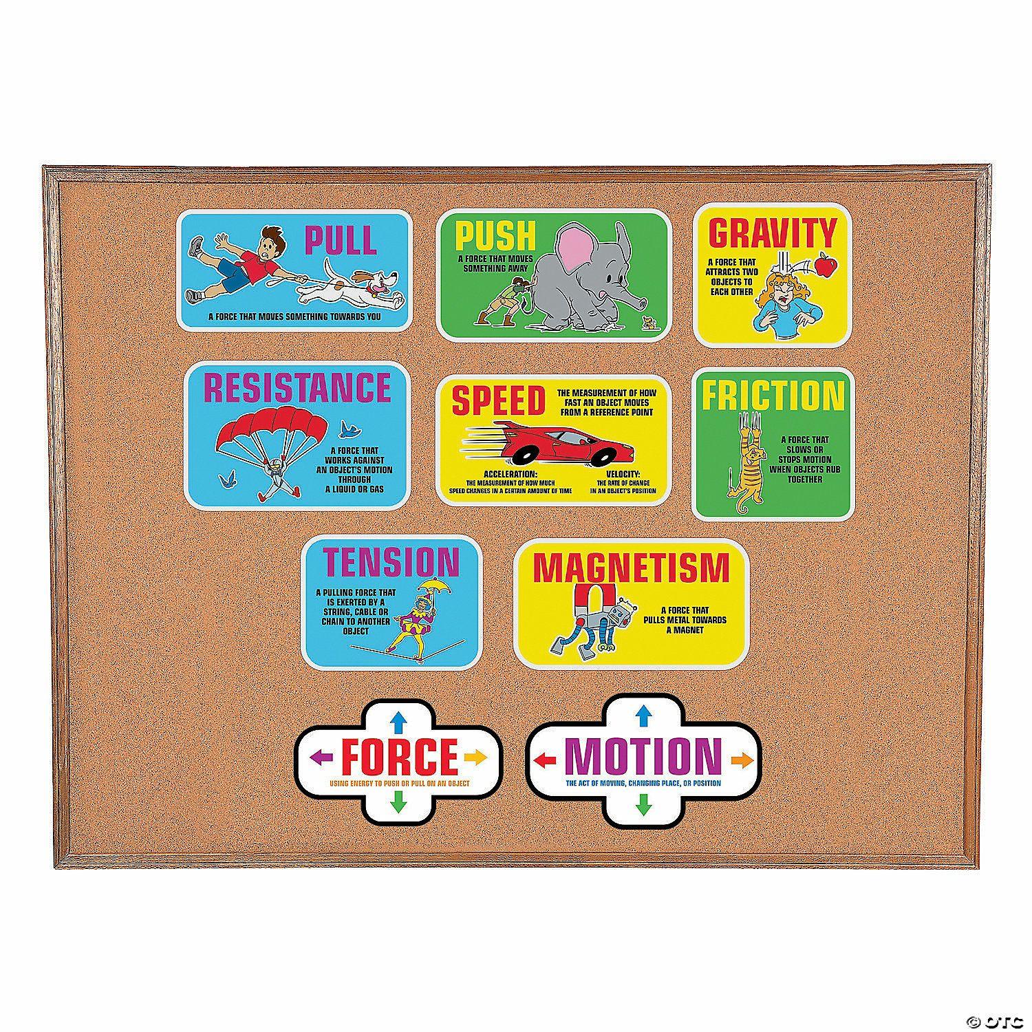 Science | Forces of Motion Mini Bulletin Board Set – 10 Pc.