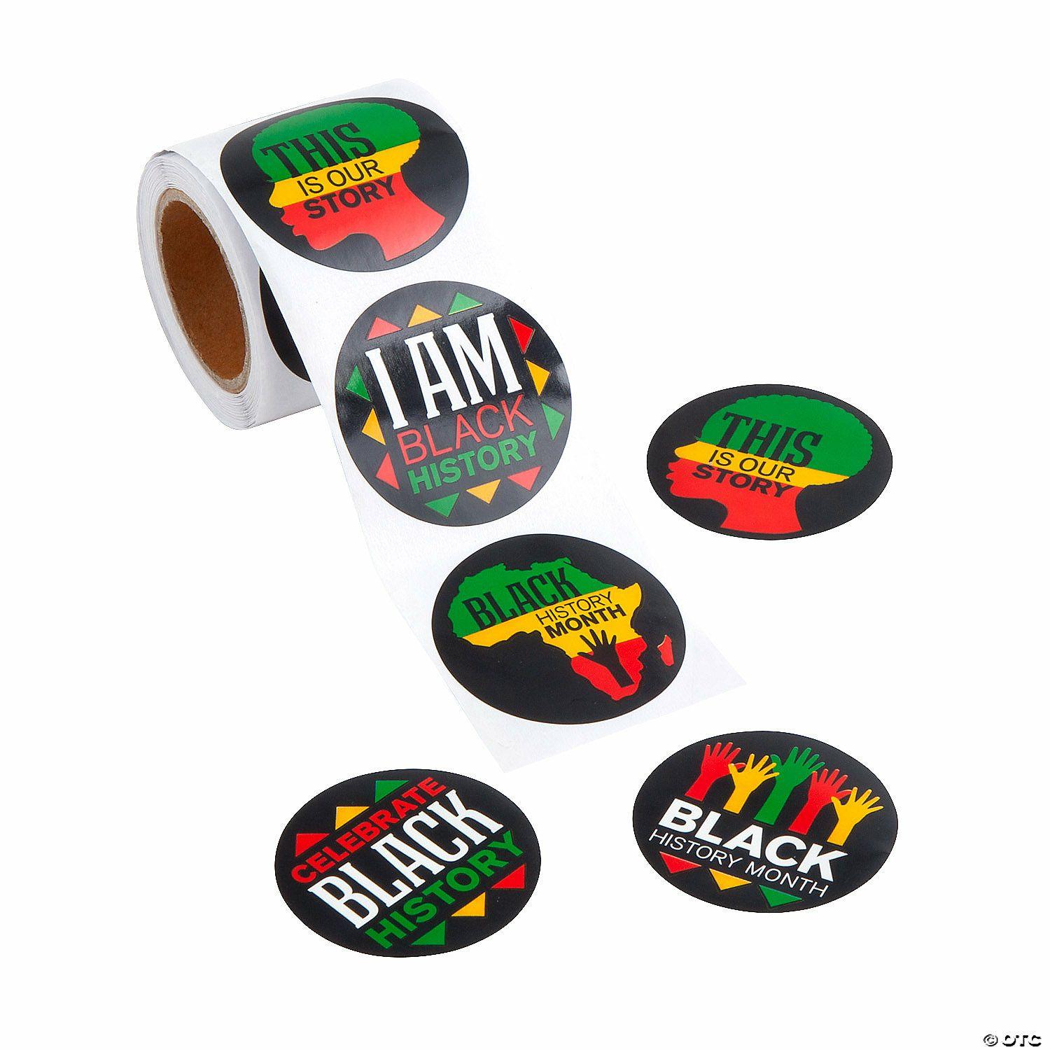 Social Studies | 1 1/2″ Black History Month Paper Stickers – 100 Pc.