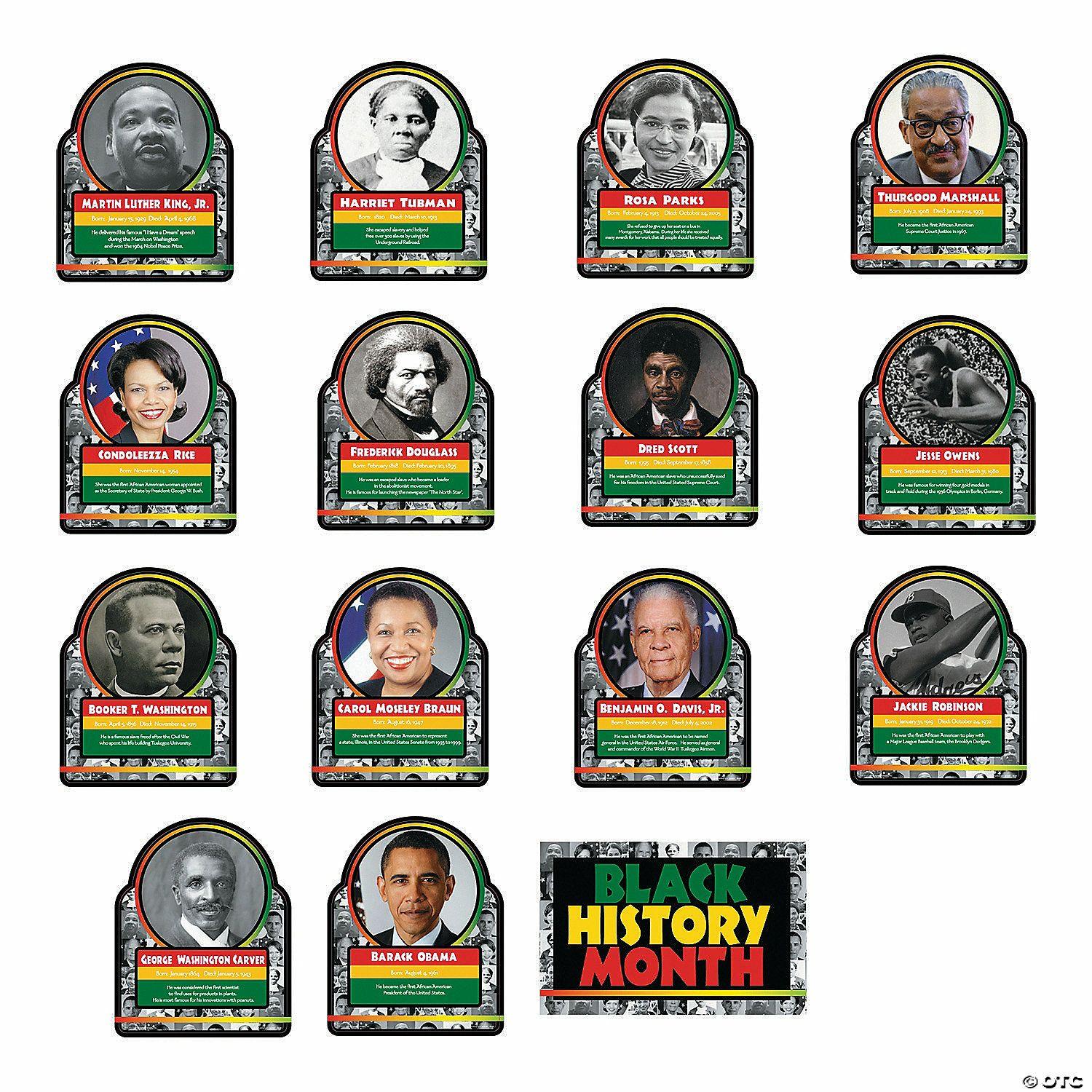 Social Studies | 10″ – 18″ Black History Month Leaders Learning Charts – 15 Pc.