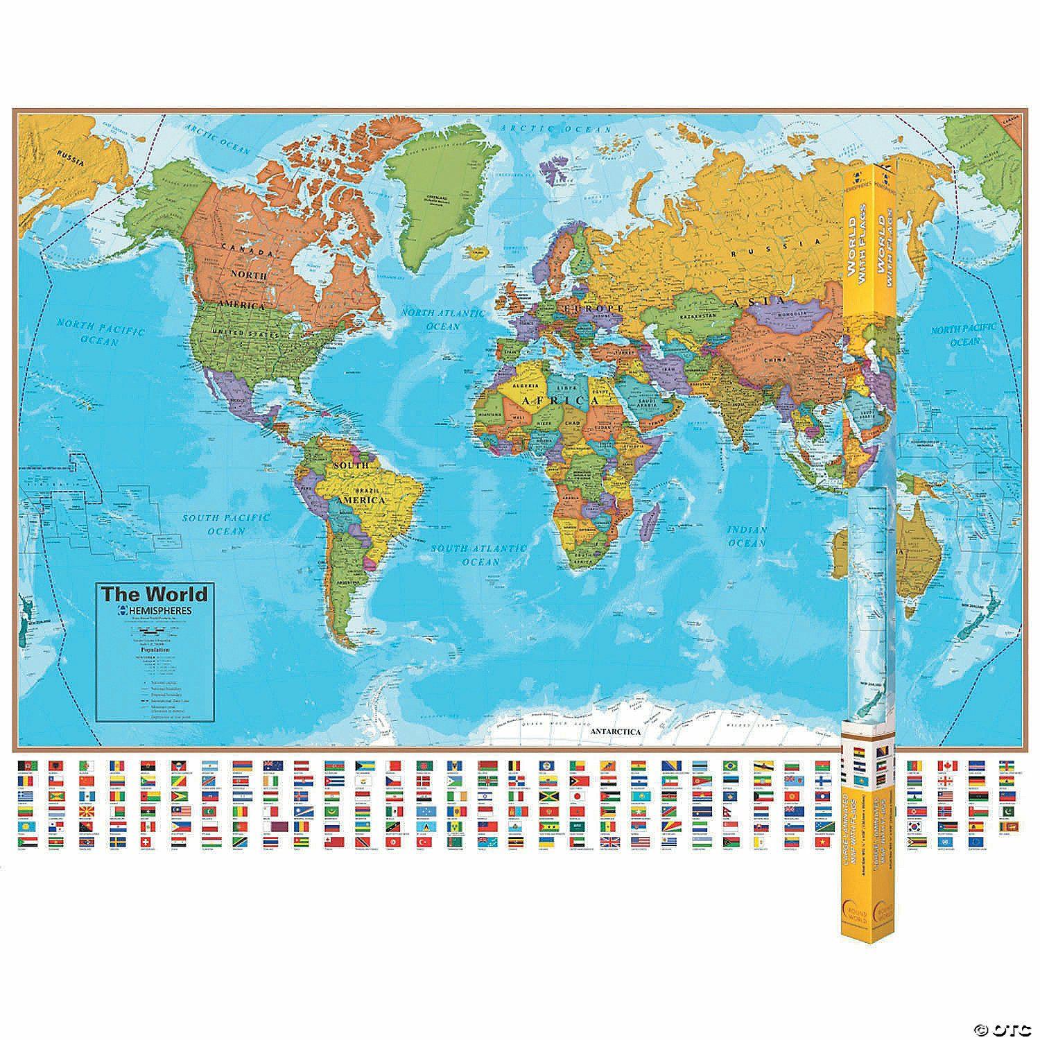 Social Studies | (2 Ea) Hemispheres Laminated Map