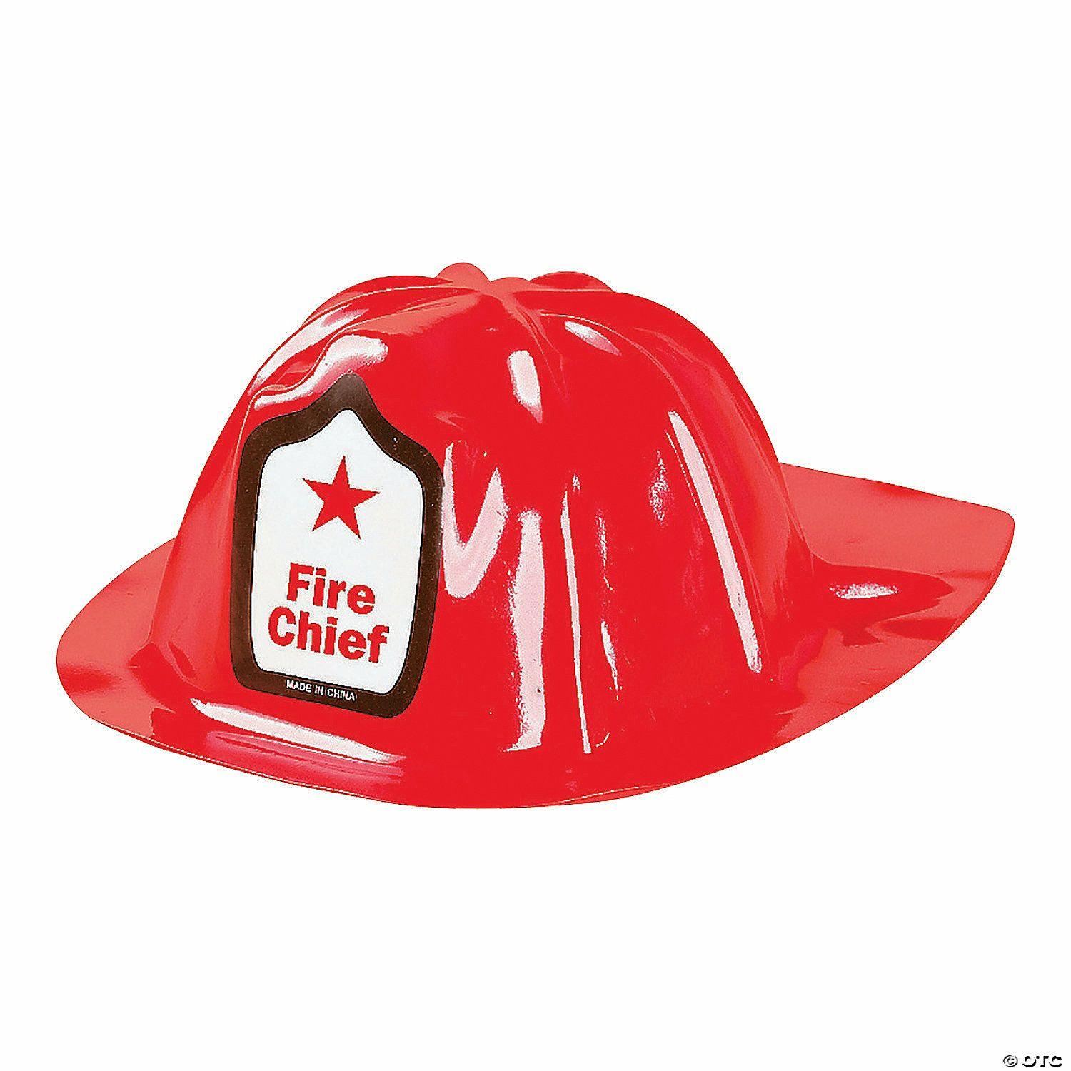 Social Studies | 22″ Kids Blazing Red Plastic Fire Chief Hats – 12 Pc.