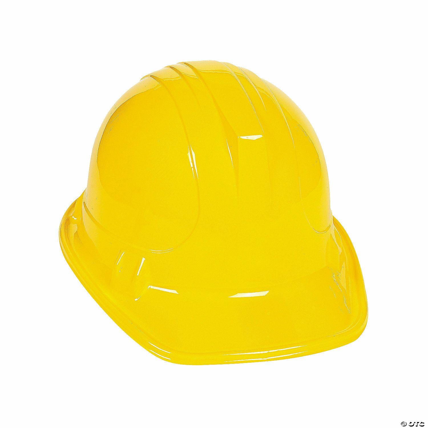 Social Studies | 22″ Kids Classic Yellow Plastic Construction Worker Hats – 12 Pc.