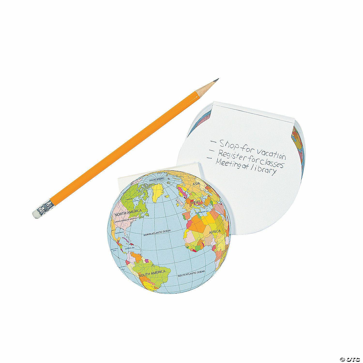 Social Studies | 3 1/2″ Earth Globe-Shaped Multicolor Paper Notepads – 24 Pc.