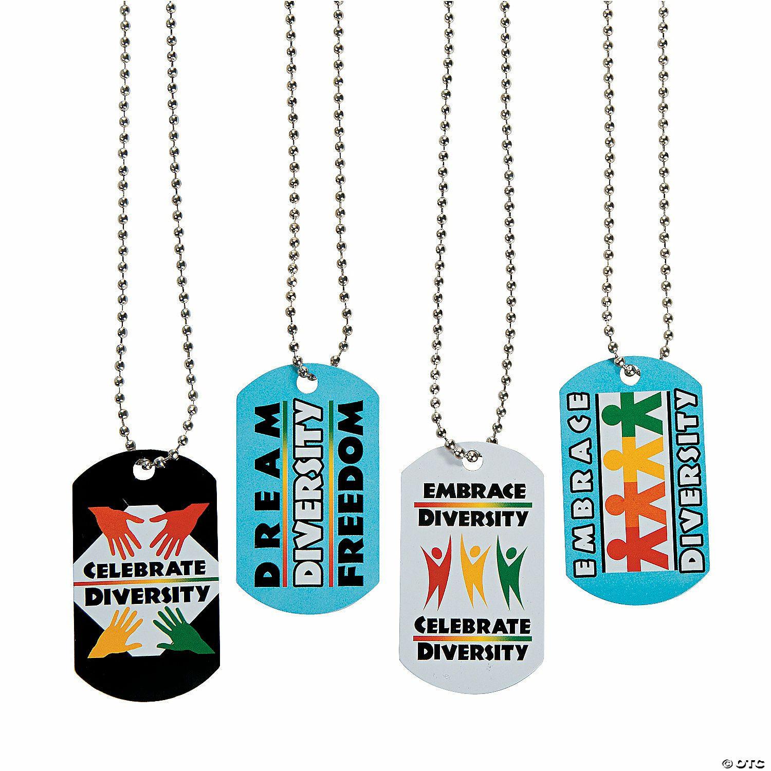 Social Studies | Celebrate Diversity Dog Tag Necklaces – 12 Pc.