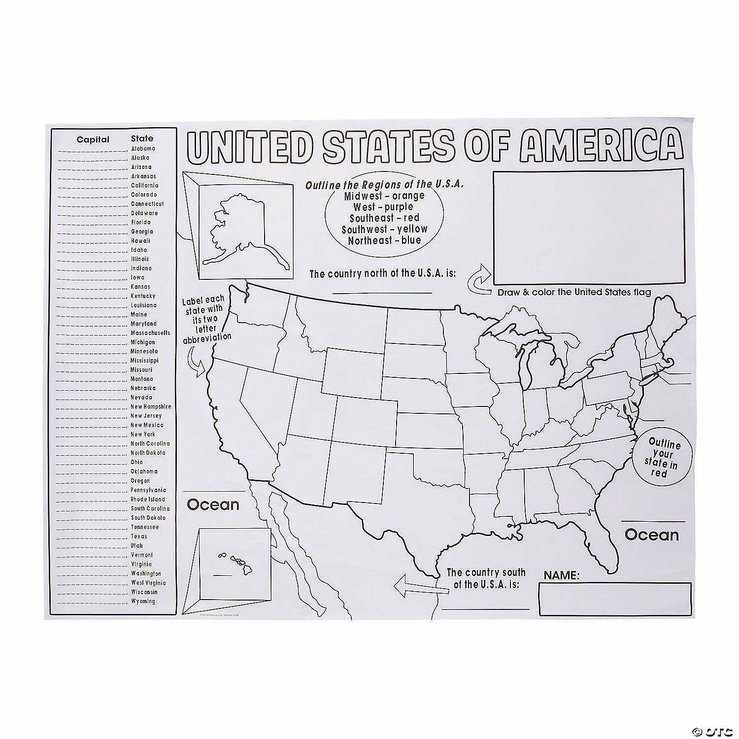 Social Studies | Color Your Own “All About the United States” Posters – 30 Pc.