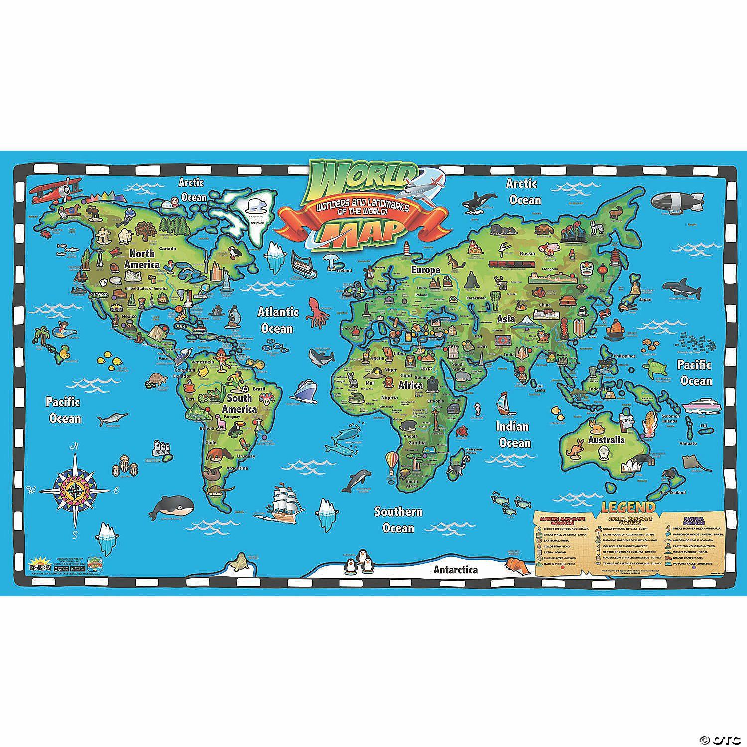 Social Studies | Popar Kid’s World Map Interactive Wall Chart