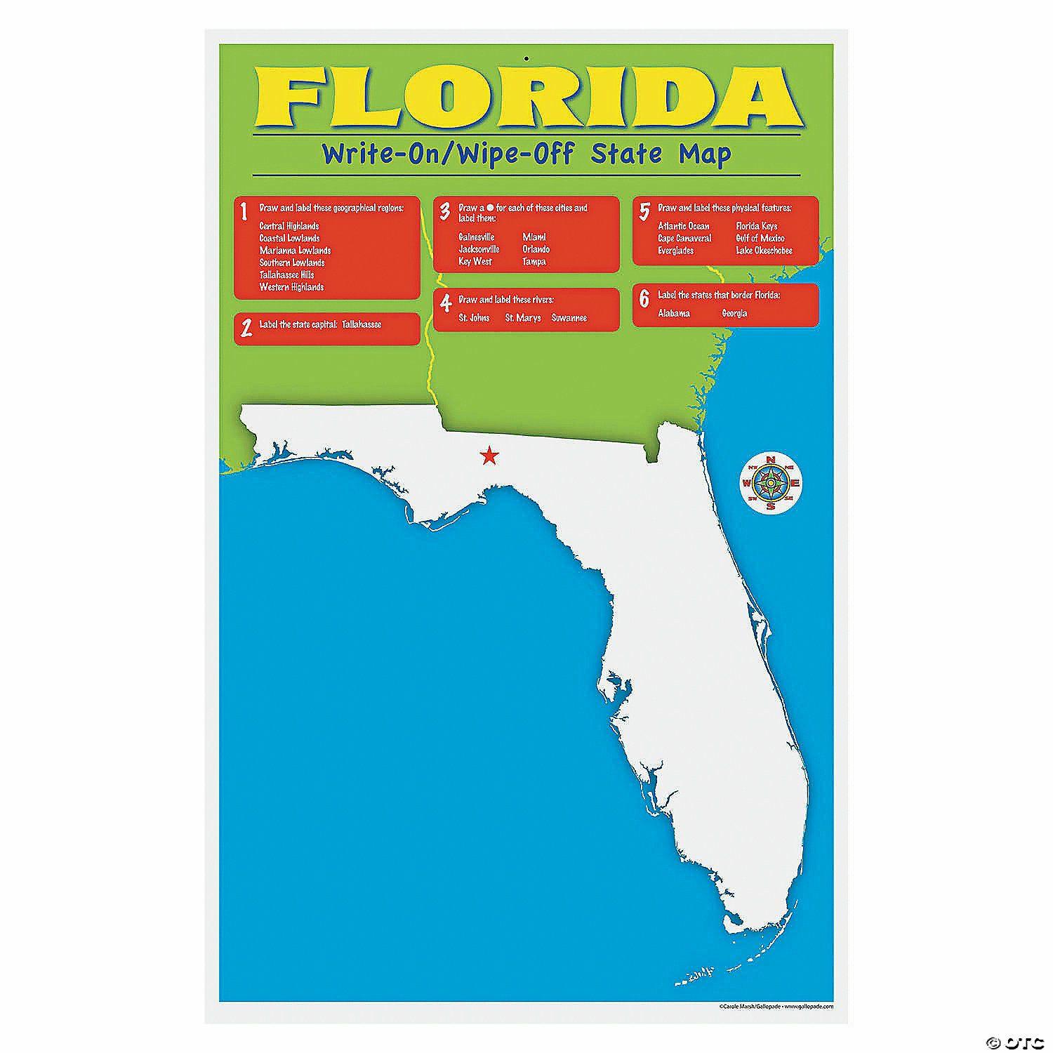 Social Studies | State Write-On Desk Mat – Florida