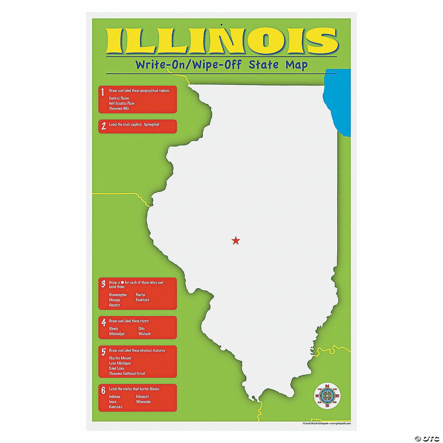 Social Studies | State Write-On Desk Mat – Illinois