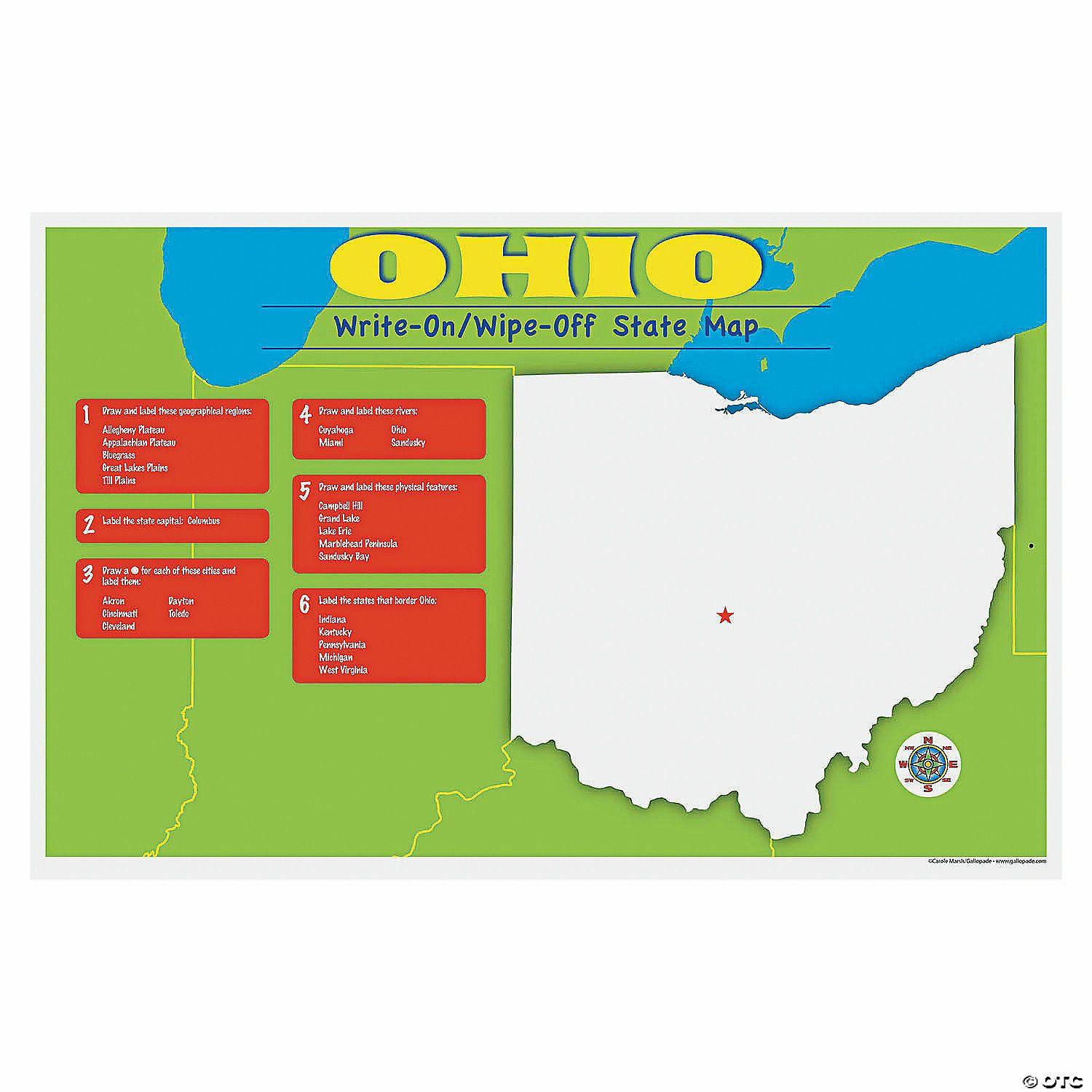 Social Studies | State Write-On Desk Mat – Ohio