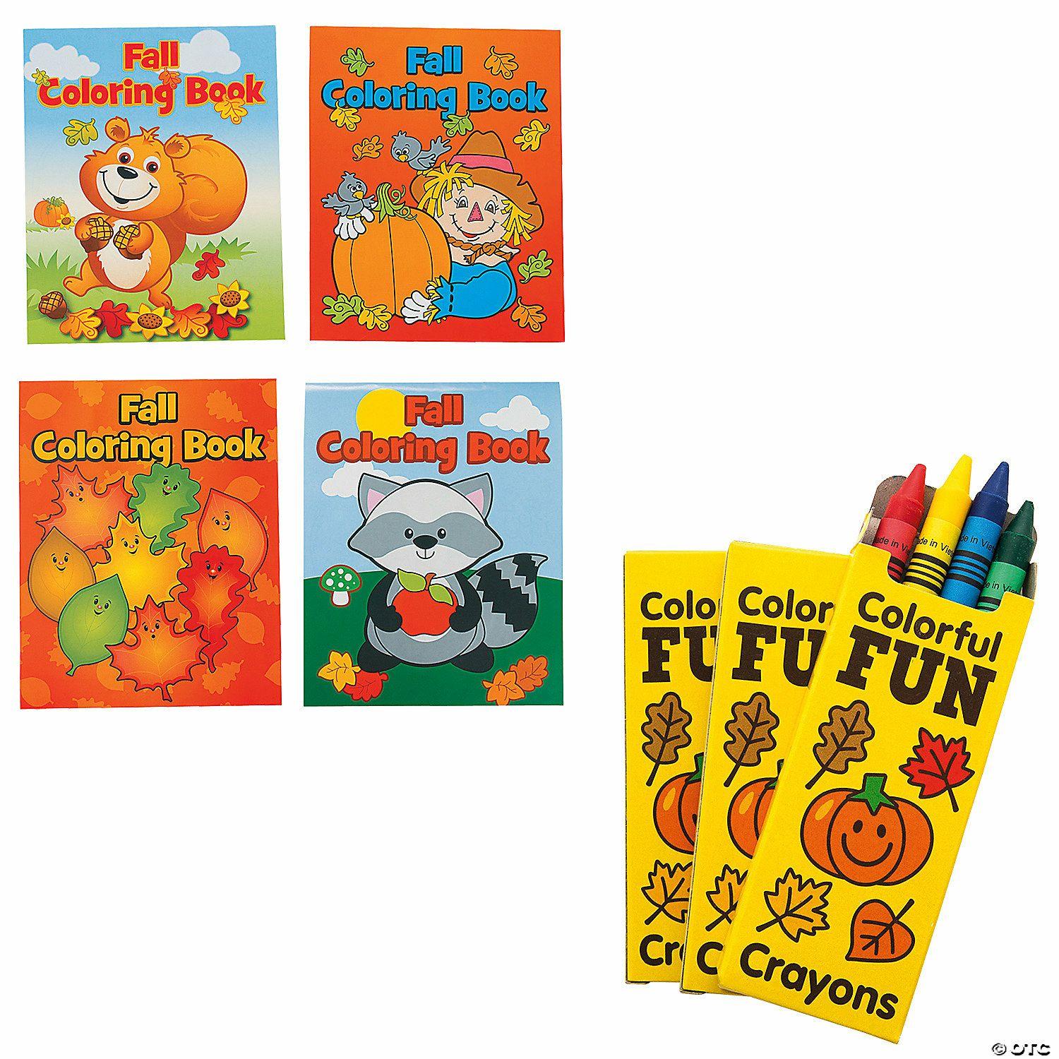 Stationery Kits | Bulk 144 Pc. Fall Coloring Books & Crayons Kit for 72