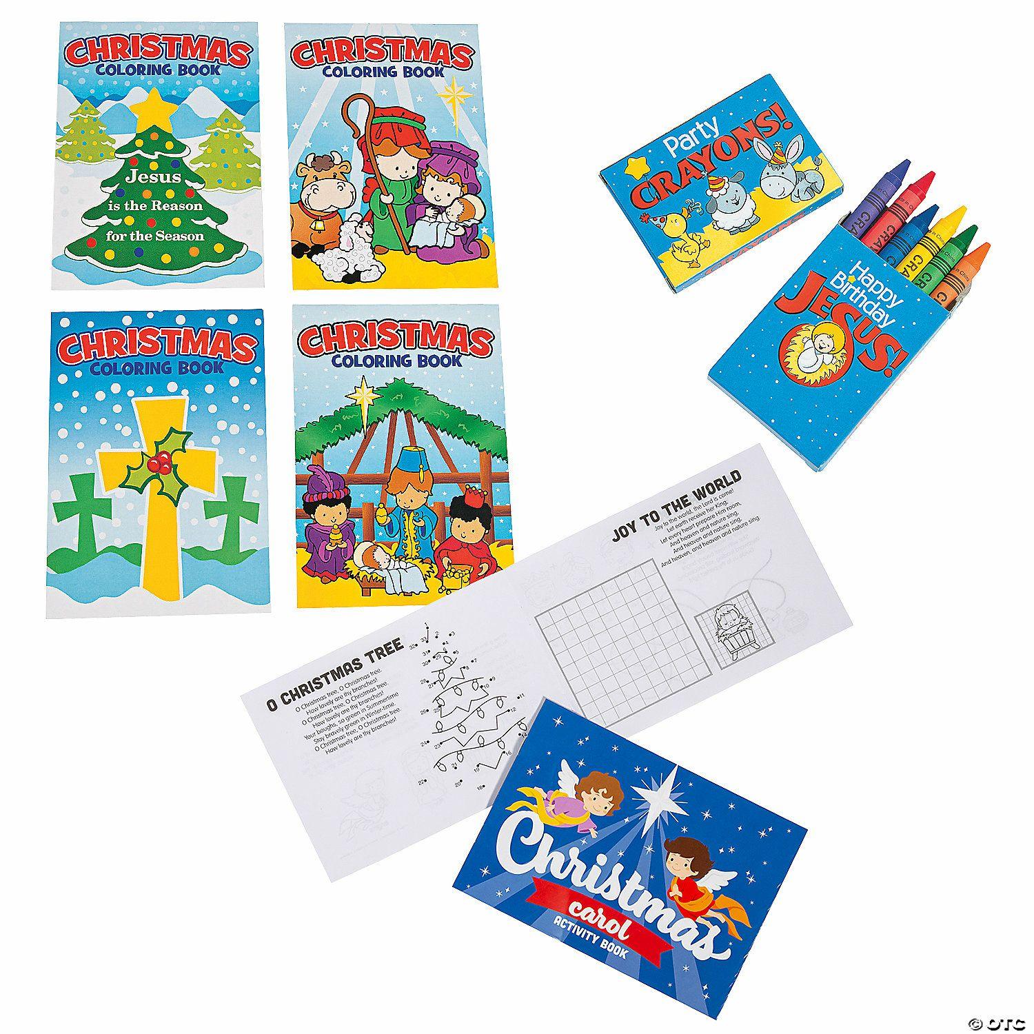 Stationery Kits | Bulk Religious Christmas Activity Books with Crayons for 144