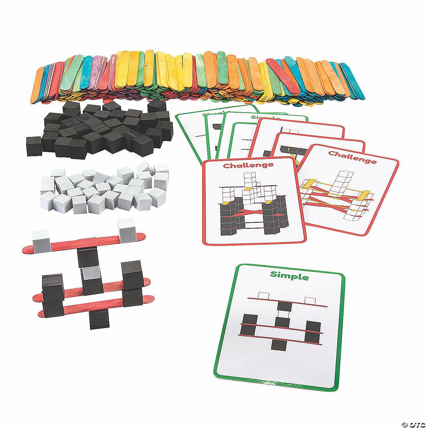 STEM Activities | 6″ x 9″ STEM Foam Cube and Craft Stick Building Set – 484 Pc.