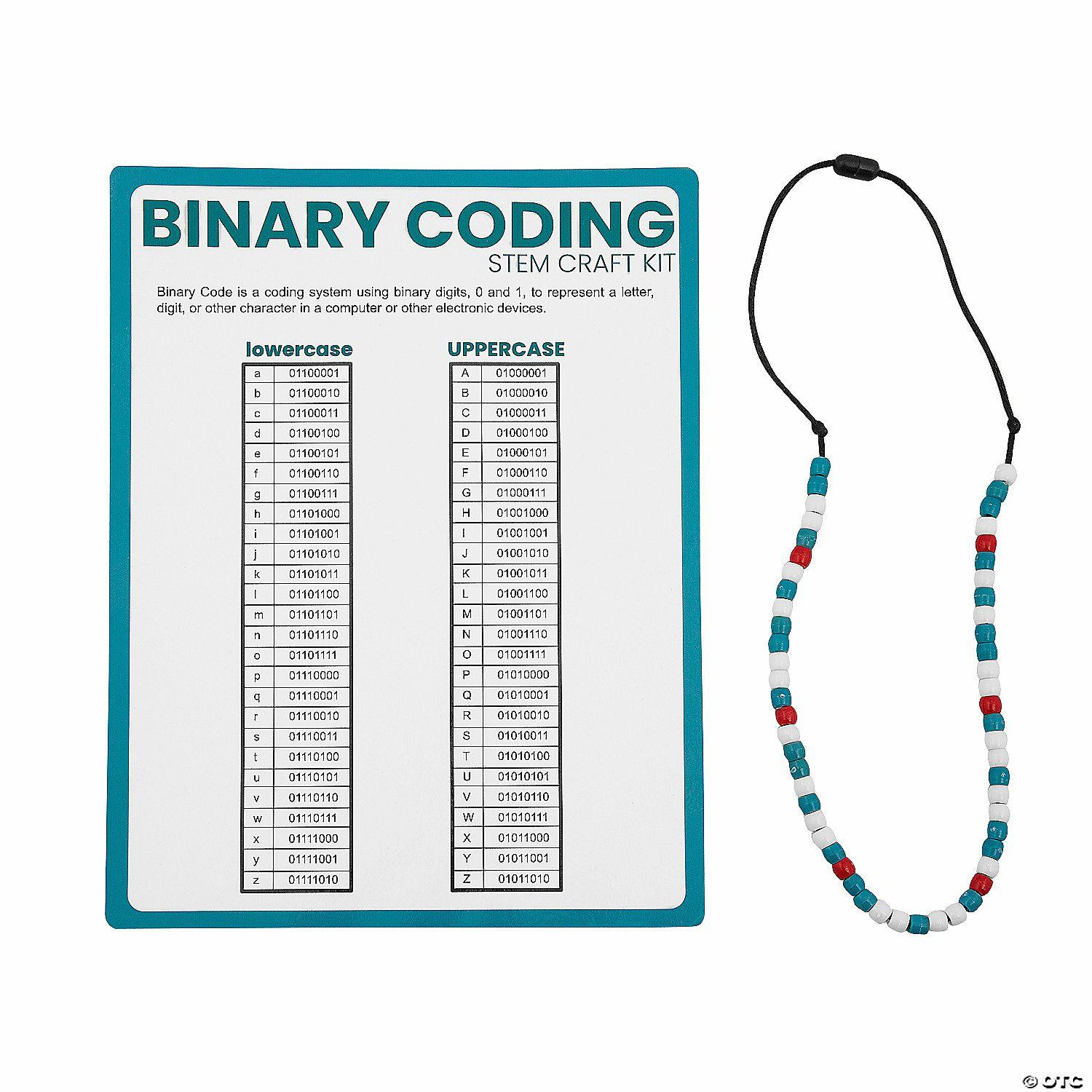 STEM Activities | Binary Coding Necklace Craft Kit – Makes 12