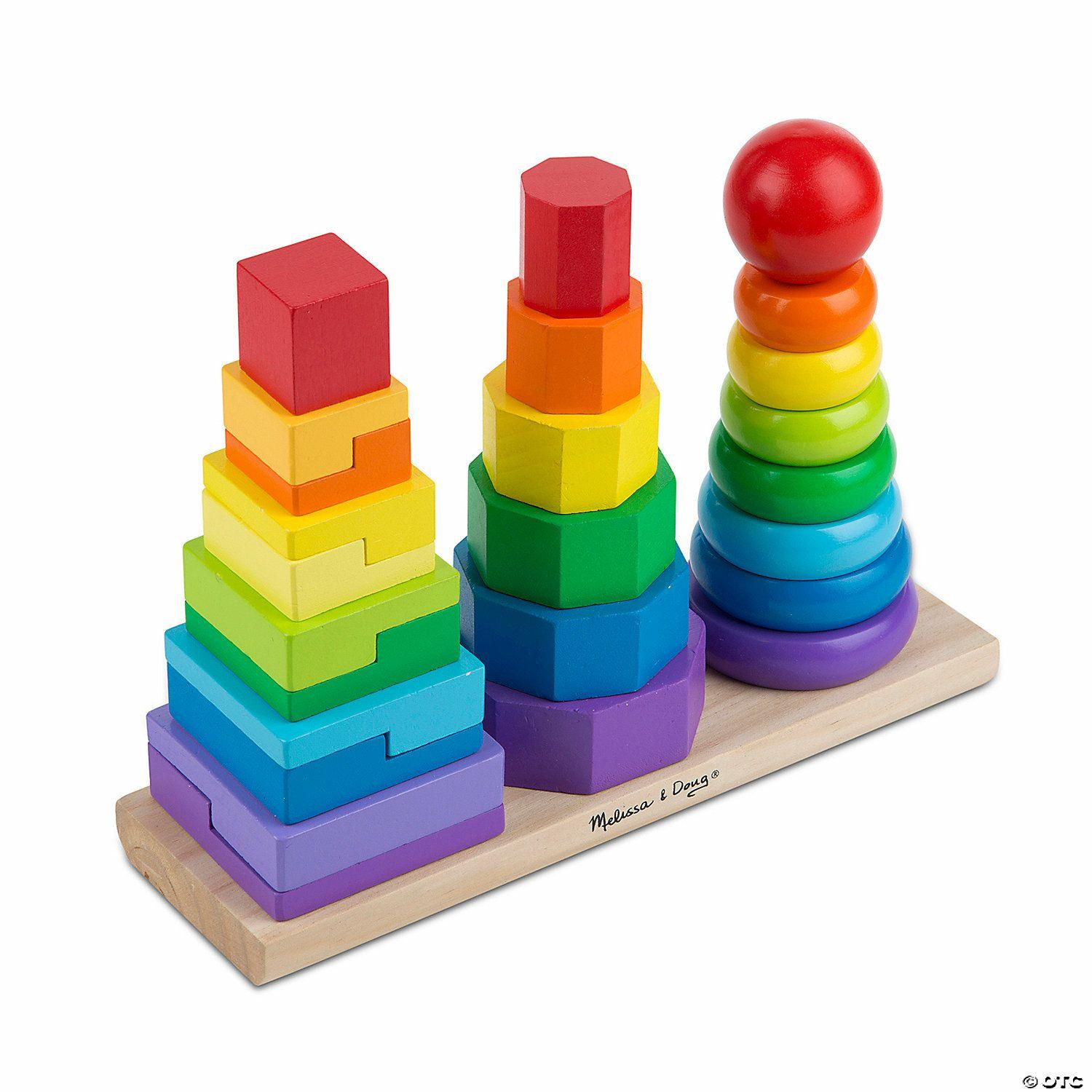 STEM Activities | Melissa & Doug Geometric Stacker Toddler Toy, 25 Pieces