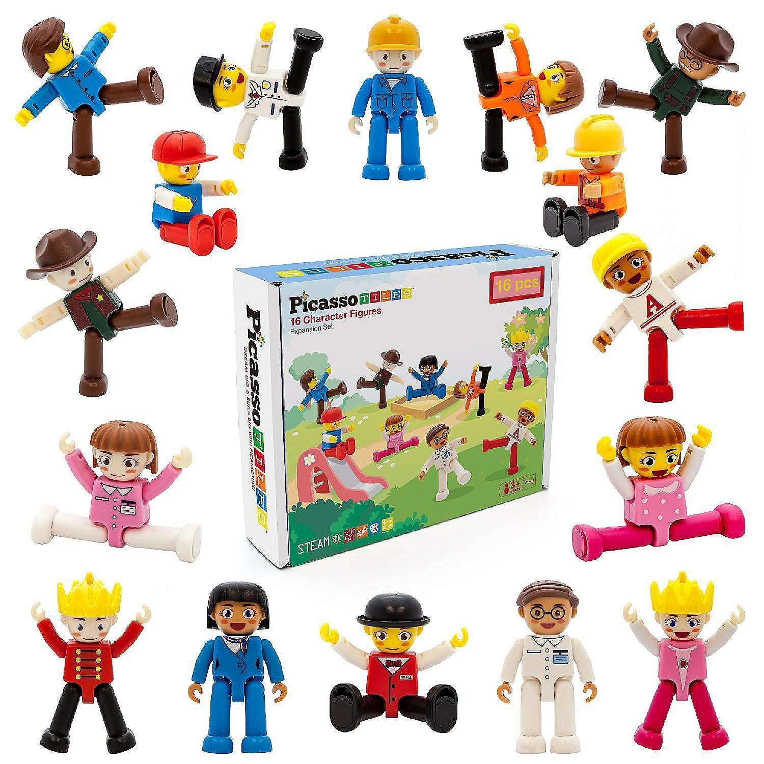 STEM Activities | PicassoTiles 16 Piece Character Figure Set PTA08