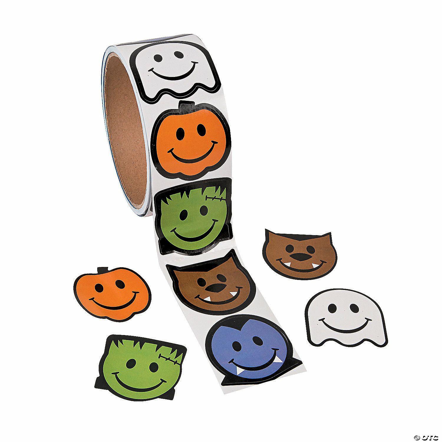 Stickers | 1 1/2″ Halloween Classic Monster Face Paper Sticker Roll – 100 Pc.