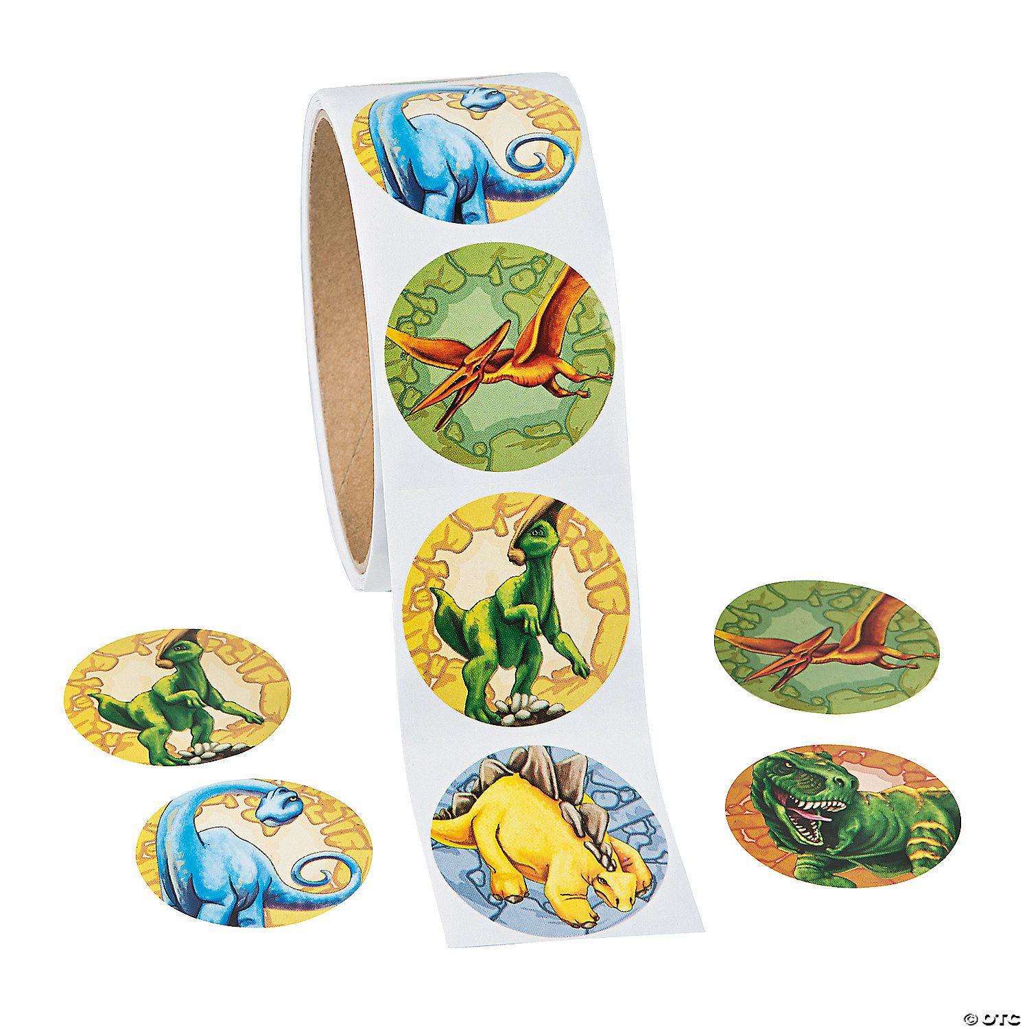 Stickers | 1 1/2″ Prehistoric Dinosaur Multicolor Paper Stickers – 100 Pc.