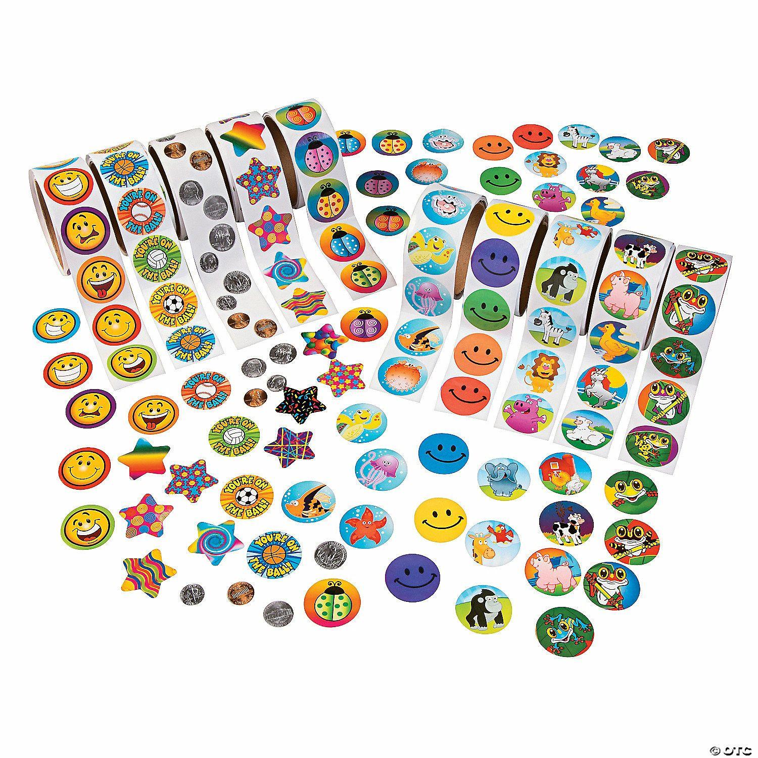 Stickers | 1/2″ – 1 1 2″ Bulk 1000 Pc. Brightly Colored Super Stickers Assortment