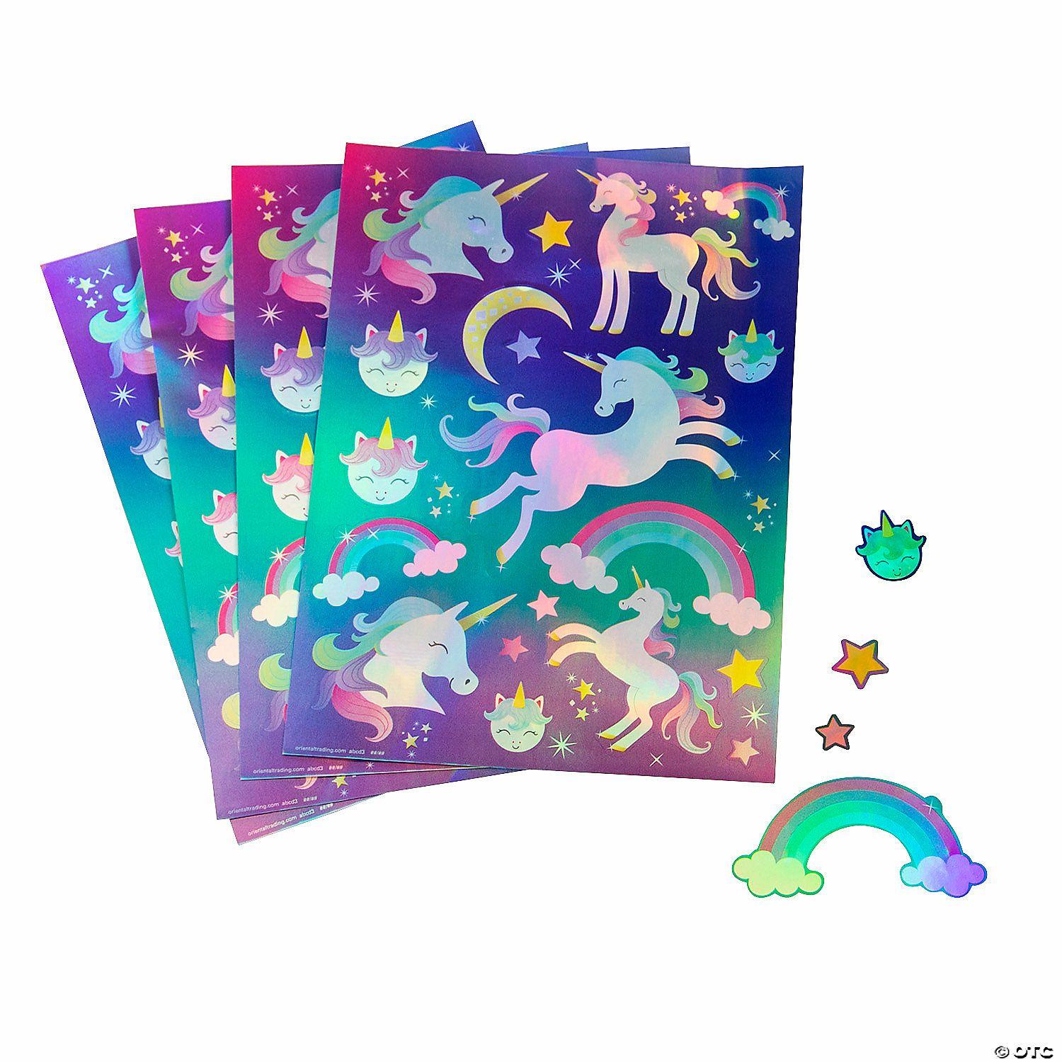 Stickers | 5″ x 7″ Iridescent Unicorn Paper Sticker Sheets – 24 Pc.