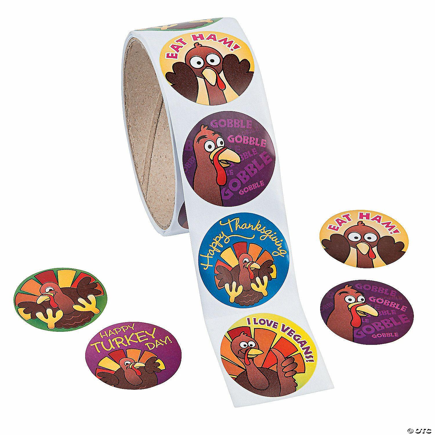 Stickers | Funny Thanksgiving Sticker Roll – 100 Pc.