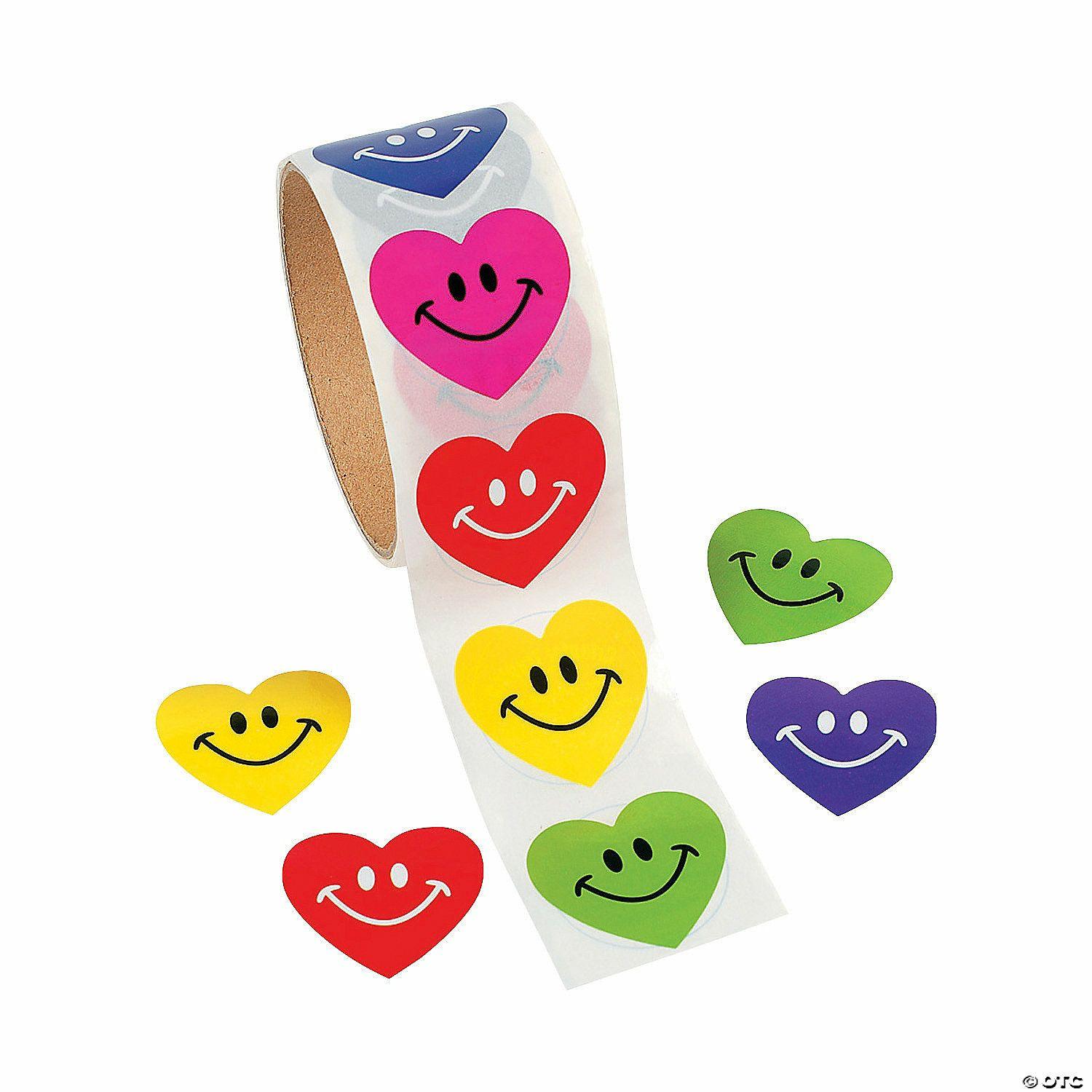 Stickers | Smile Face Heart Sticker Roll – 100 Pc.