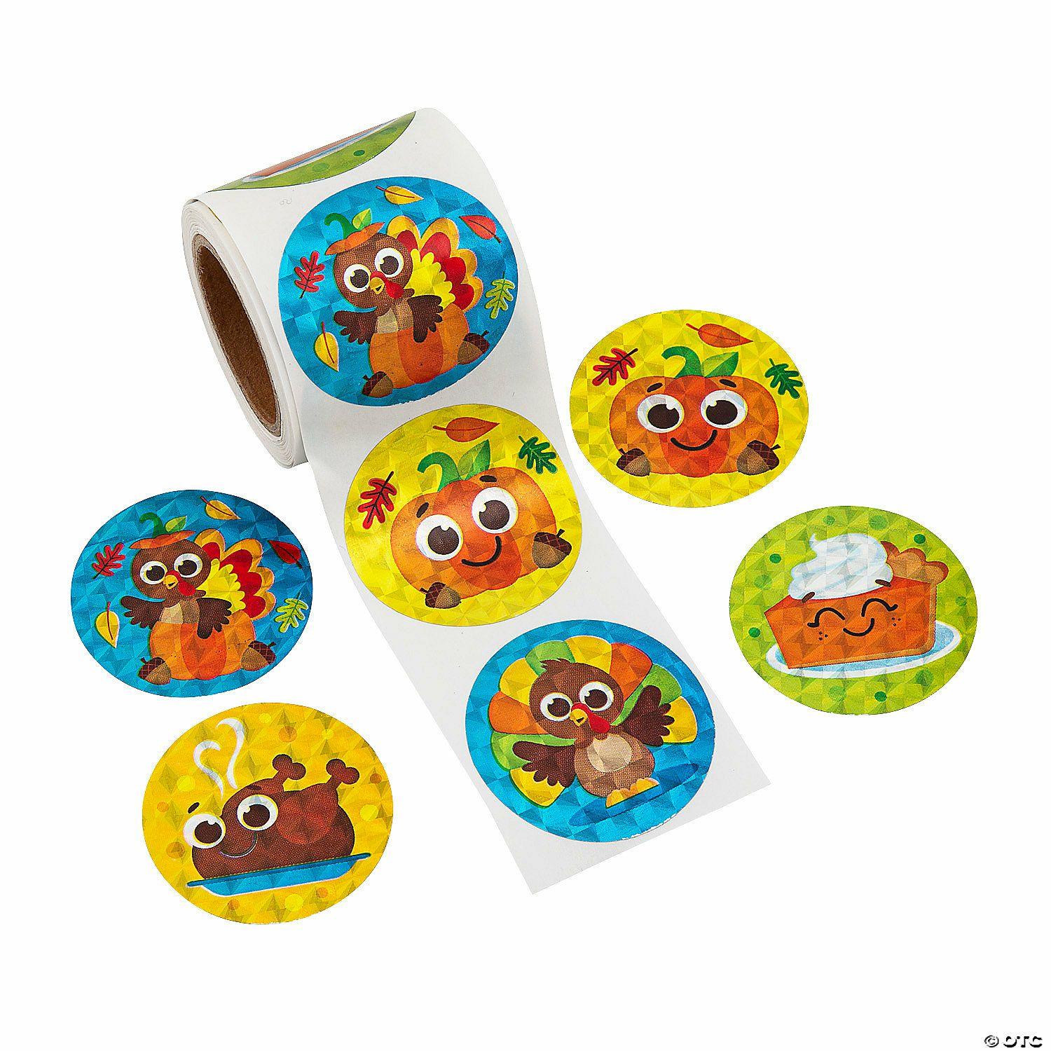 Stickers | Thanksgiving Character Prism Sticker Roll – 100 Pc.