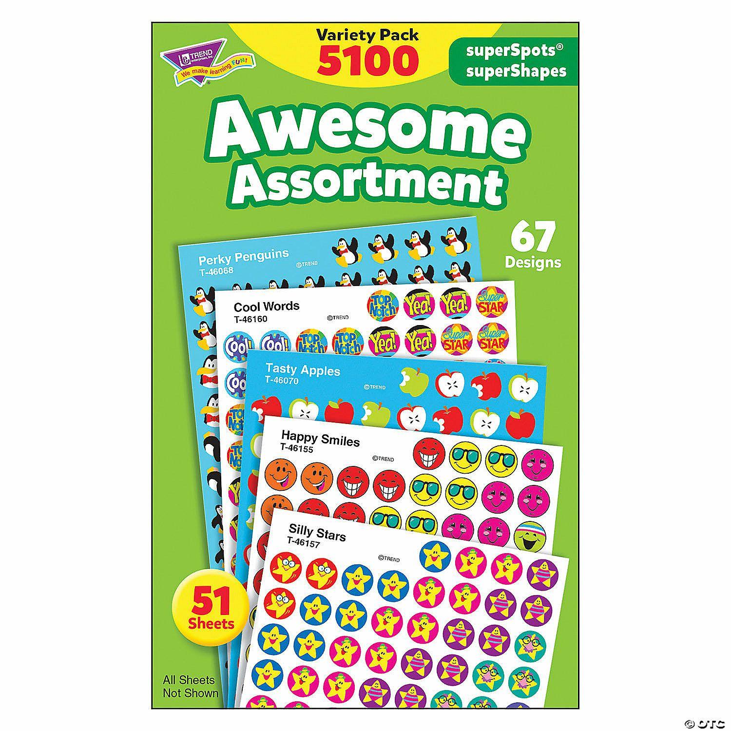 Stickers | TREND Awesome Assortment superSpots®/superShapes Variety Pack – 5100 ct