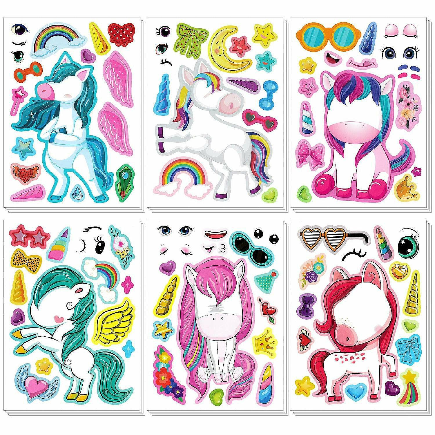 Stickers | Wrapables Make Your Own Sticker Sheets, Make a Face 24 Sheets Unicorns