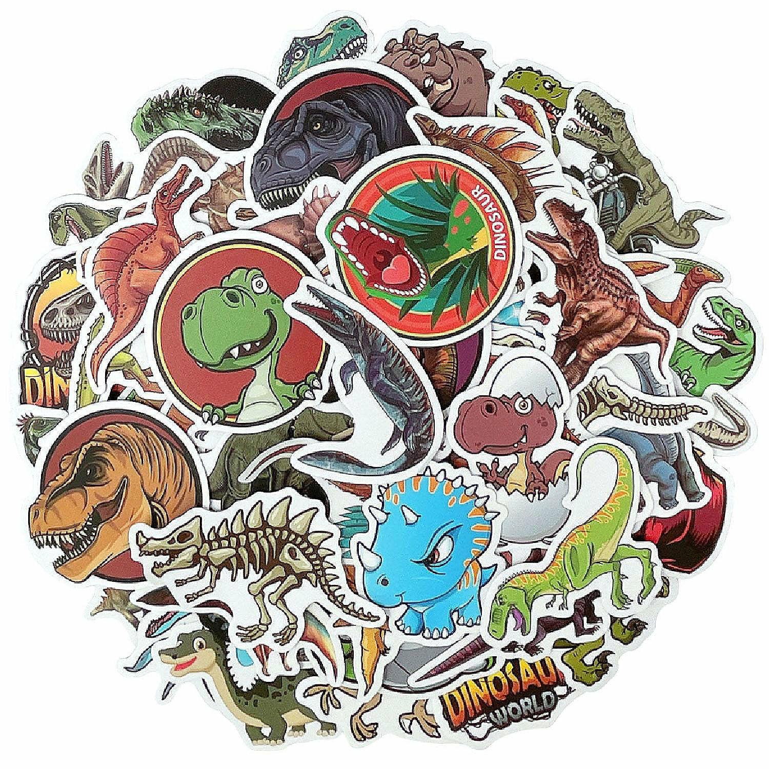 Stickers | Wrapables Waterproof Vinyl Stickers for Water Bottles, Laptops 80pcs, Dinosaurs