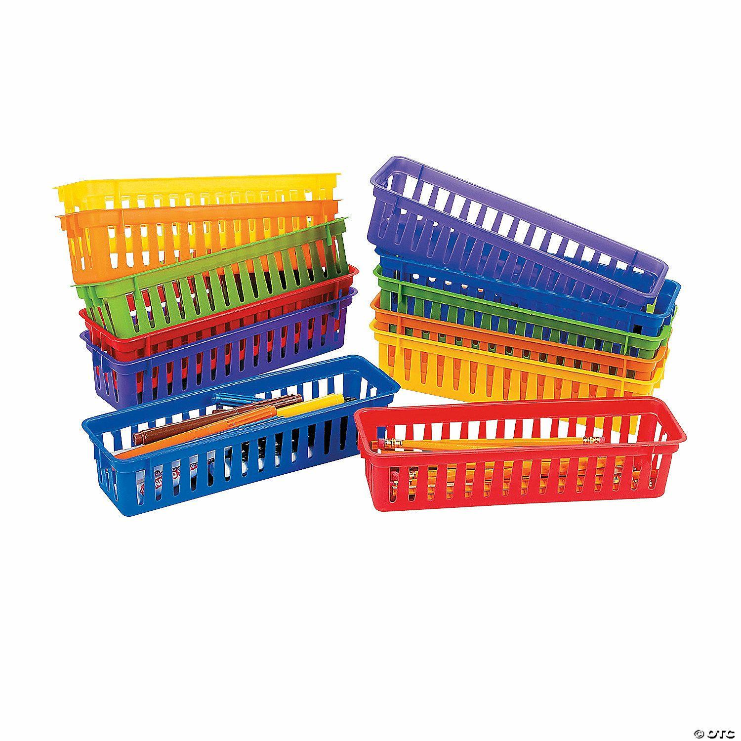 Storage | 10″ x 2 1 4″ Classroom Pencil & Marker Plastic Baskets – 12 Pc.