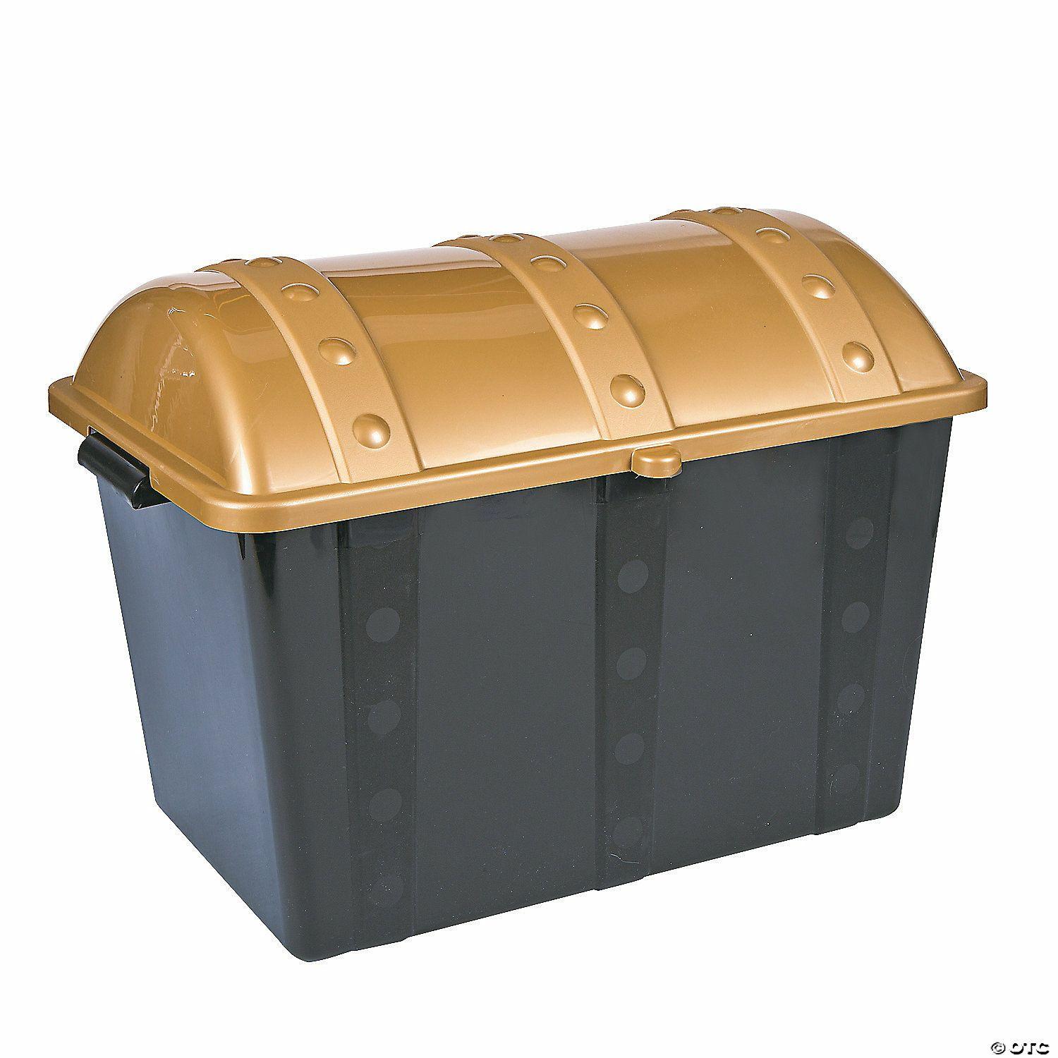 Storage | 19″ x 11″ Black & Gold Plastic Treasure Chest Prize Container