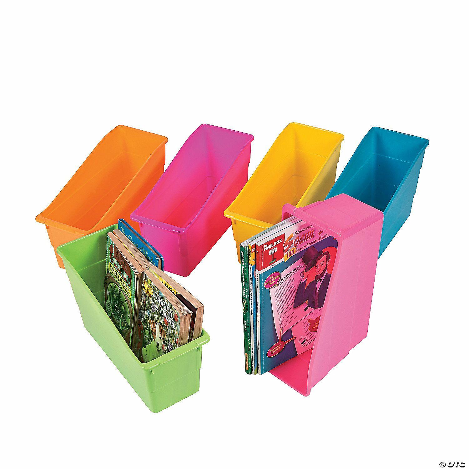 Storage | 5″ x 12 1 2″ x 7 1 4″ Neon Colors Classroom Book Bins – 6 Pc.