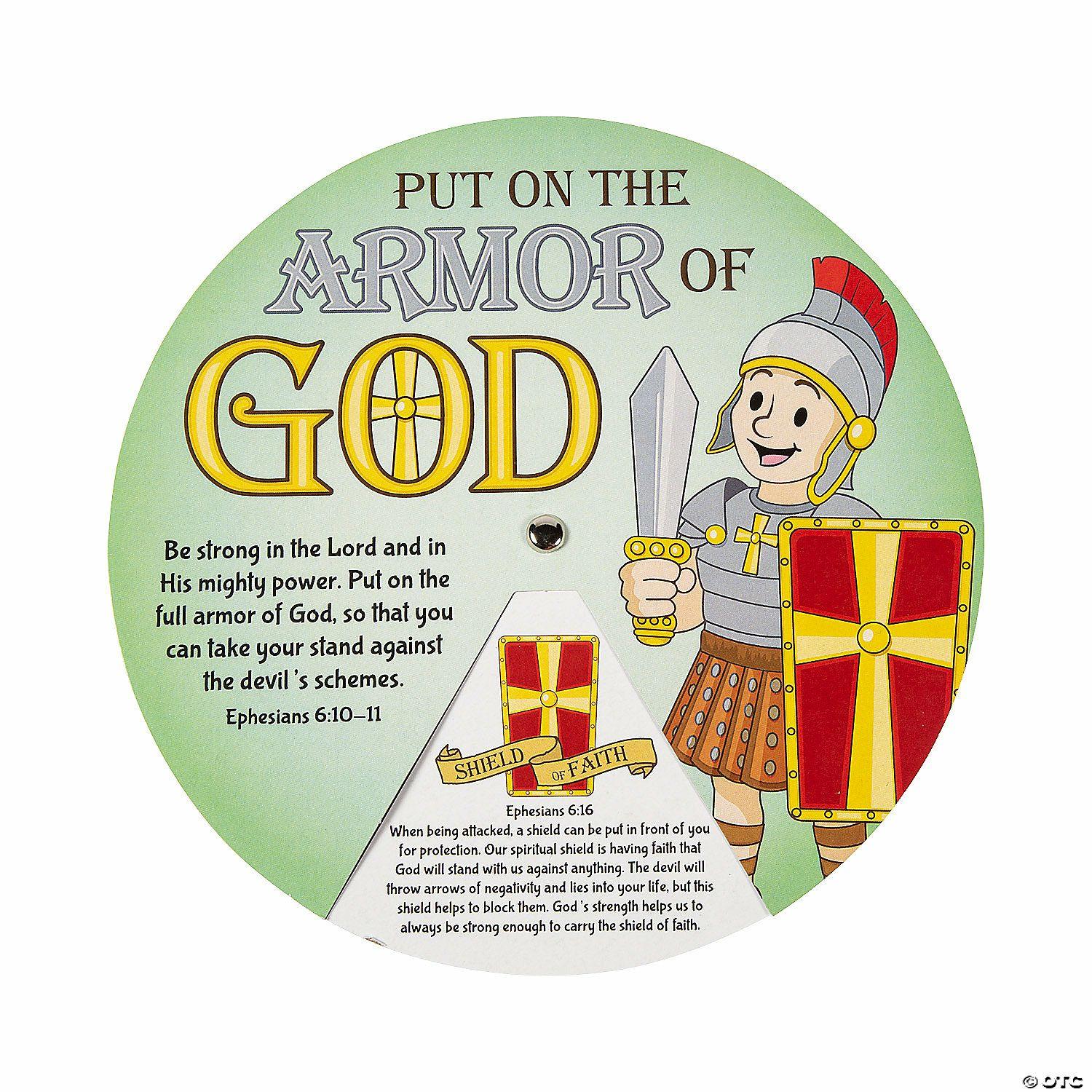 Teacher Supplies | 7″ Armor of God Bible Verse Cardstock Learning Wheels – 12 Pc.