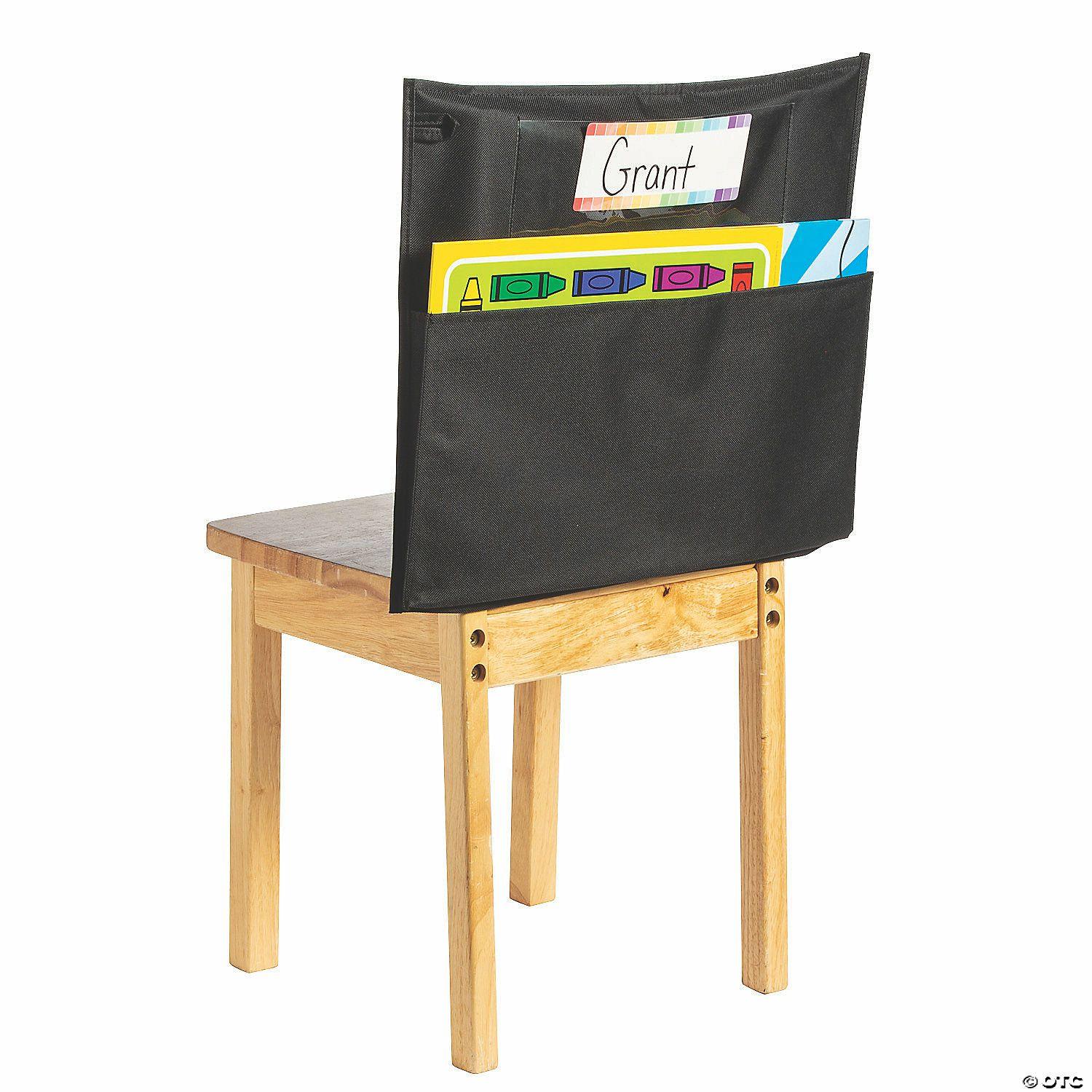 Teacher Supplies | Black Canvas Classroom Organizer Chair Covers – 6 Pc.