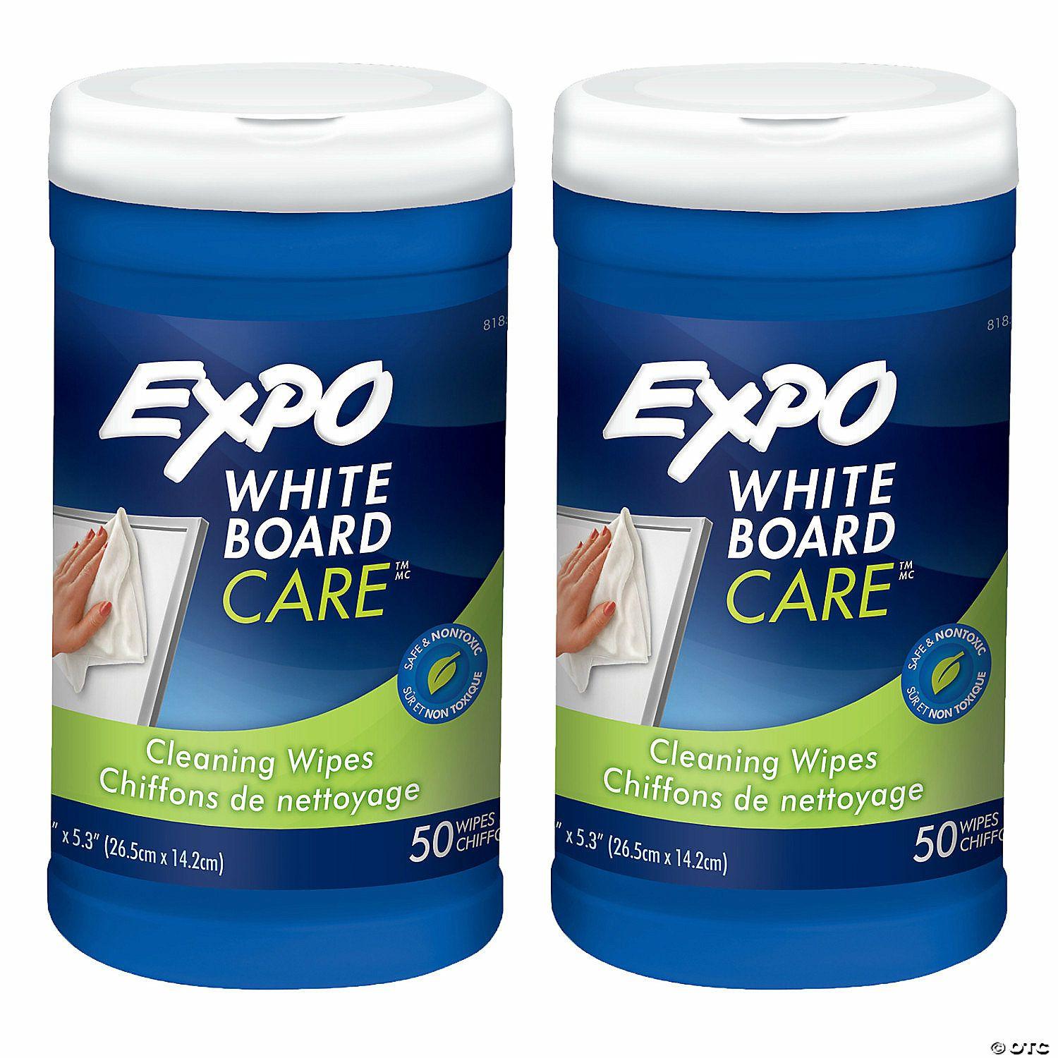 Teacher Supplies | EXPO Dry-Erase Board Cleaning Wet Wipes, 50 Per Container, Pack of 2