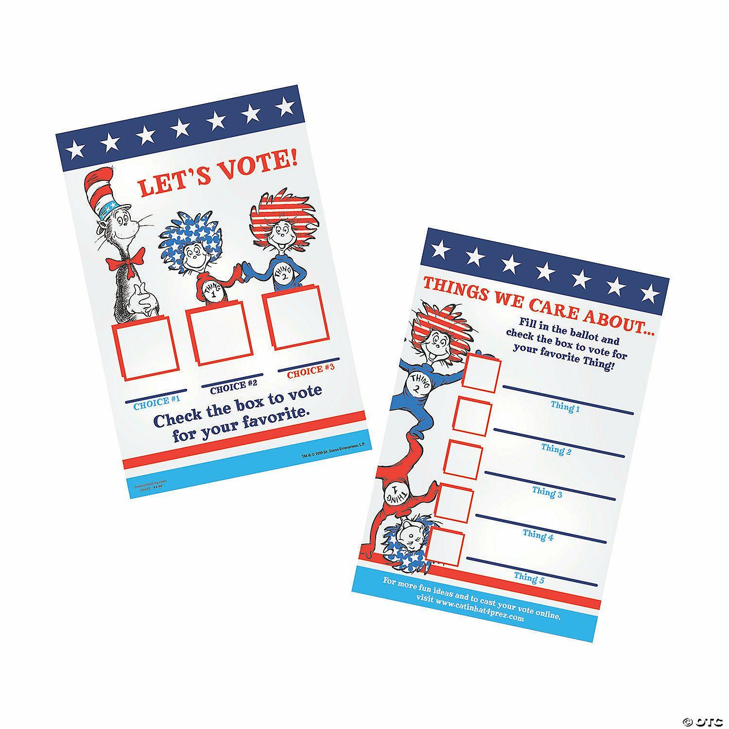 Teacher Supplies | The Cat In The Hat™ For President Ballot Cards