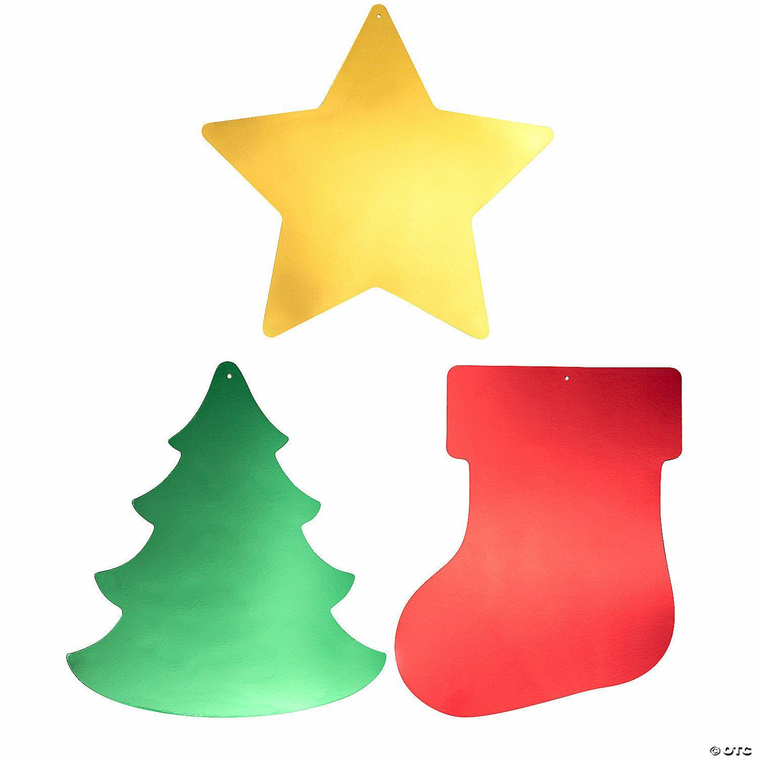 Wall Decorations | 12″ Christmas Foil Cutouts – 12 Pc.