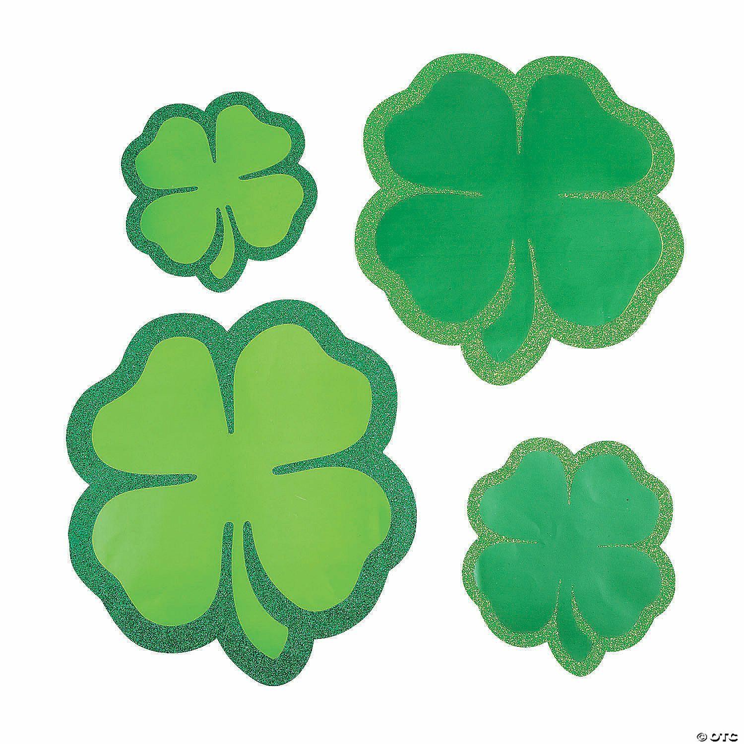 Wall Decorations | Jumbo Glitter Four-Leaf Clover Cutouts – 6 Pc.