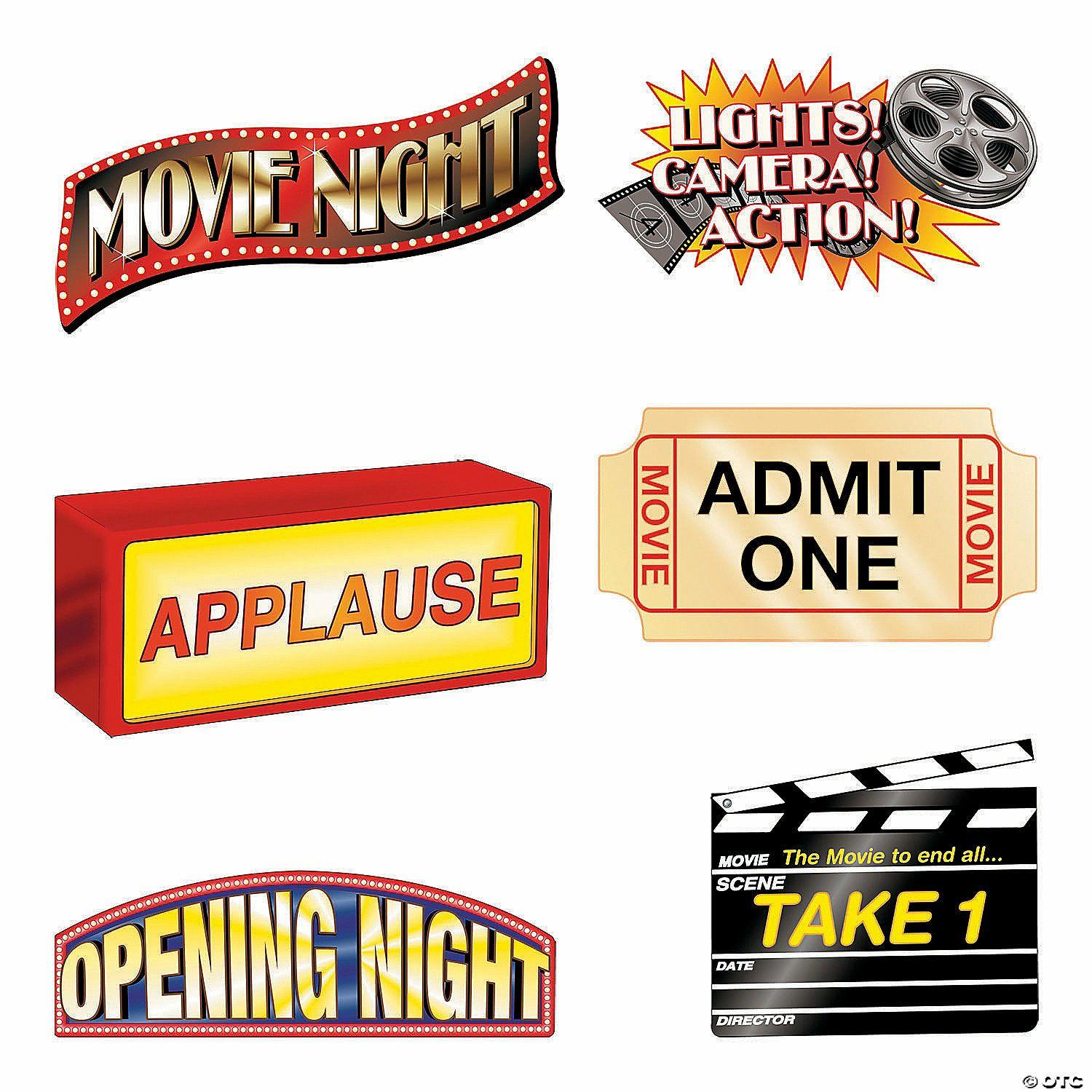 Wall Decorations | Jumbo Movie Night Cutouts – 6 Pc.