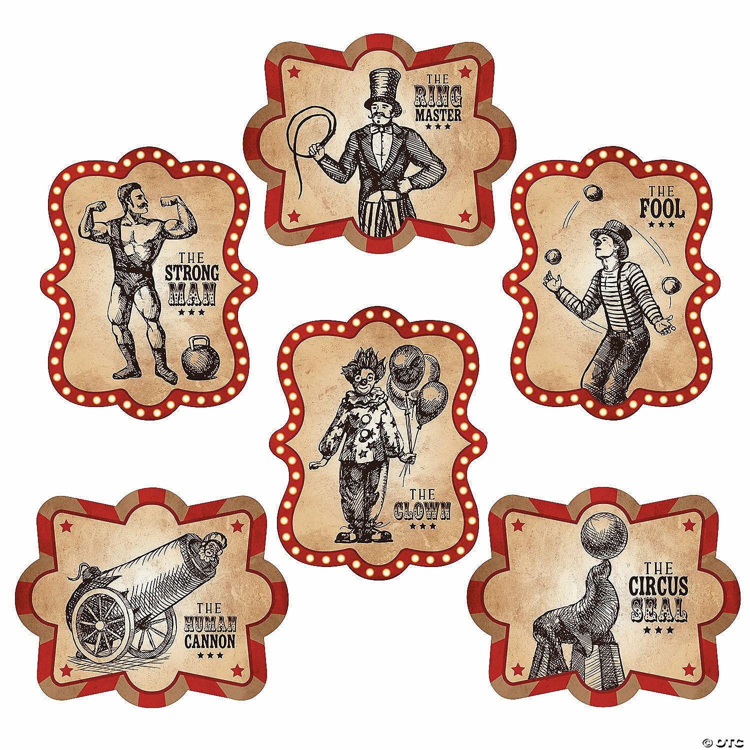 Wall Decorations | Vintage Circus Poster Wall Cutouts – 6 Pc.