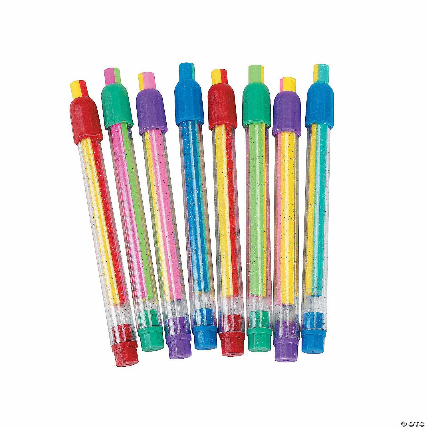 Erasers | 4 1/2″ Rainbow Striped Extendable Rubber Eraser Sticks – 12 Pc.