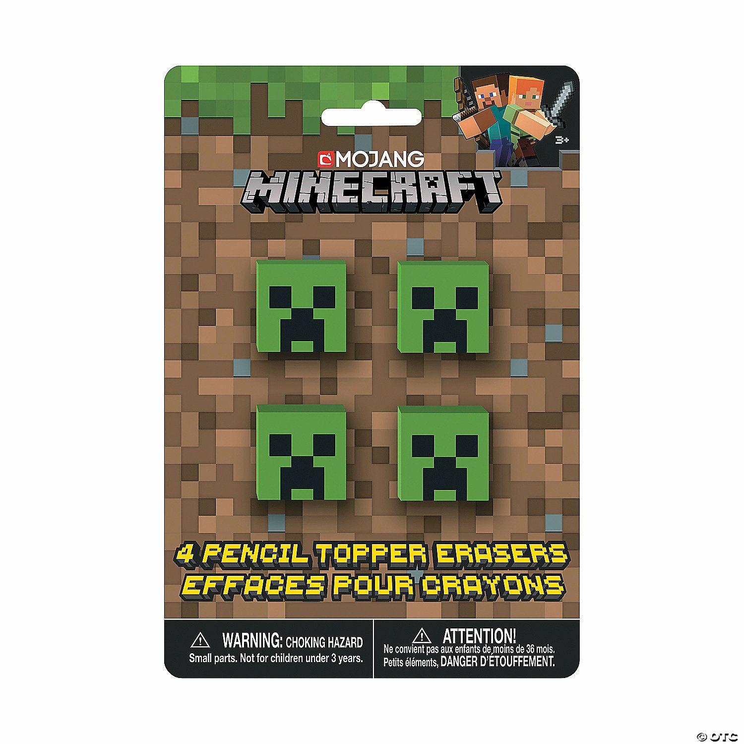 Erasers | Minecraft® Pencil Top Erasers – 4 Pc.