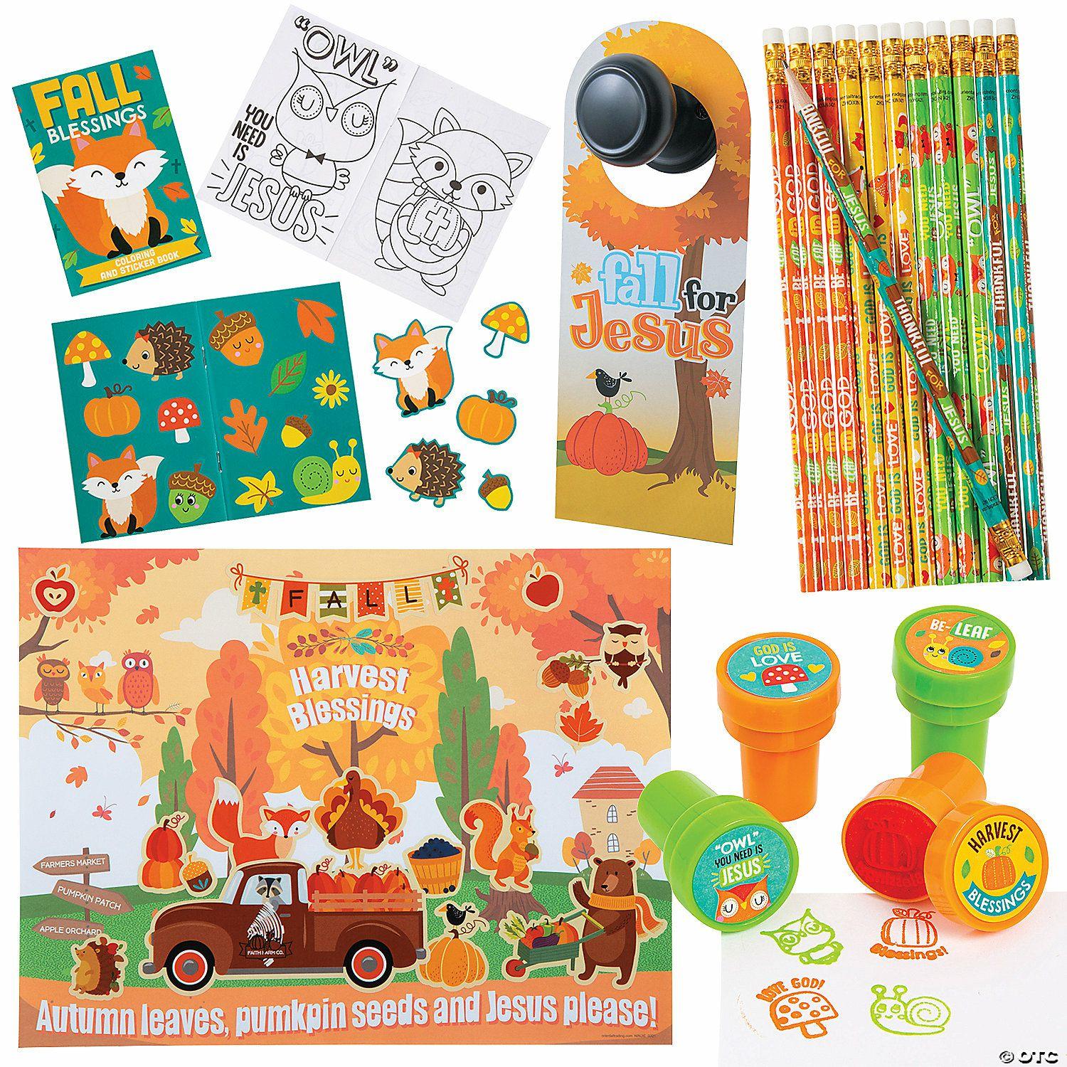 Stationery Kits | 72 Pc. Religious Fall Activity & Stationery Kit for 12