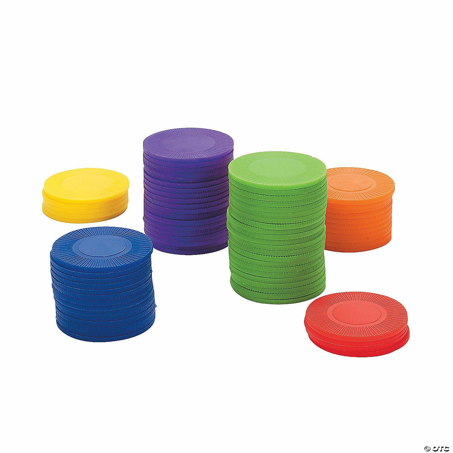 Math | 1 1/2″ Assorted Bright Colors Stackable Plastic Counting Chips – 600 Pc.