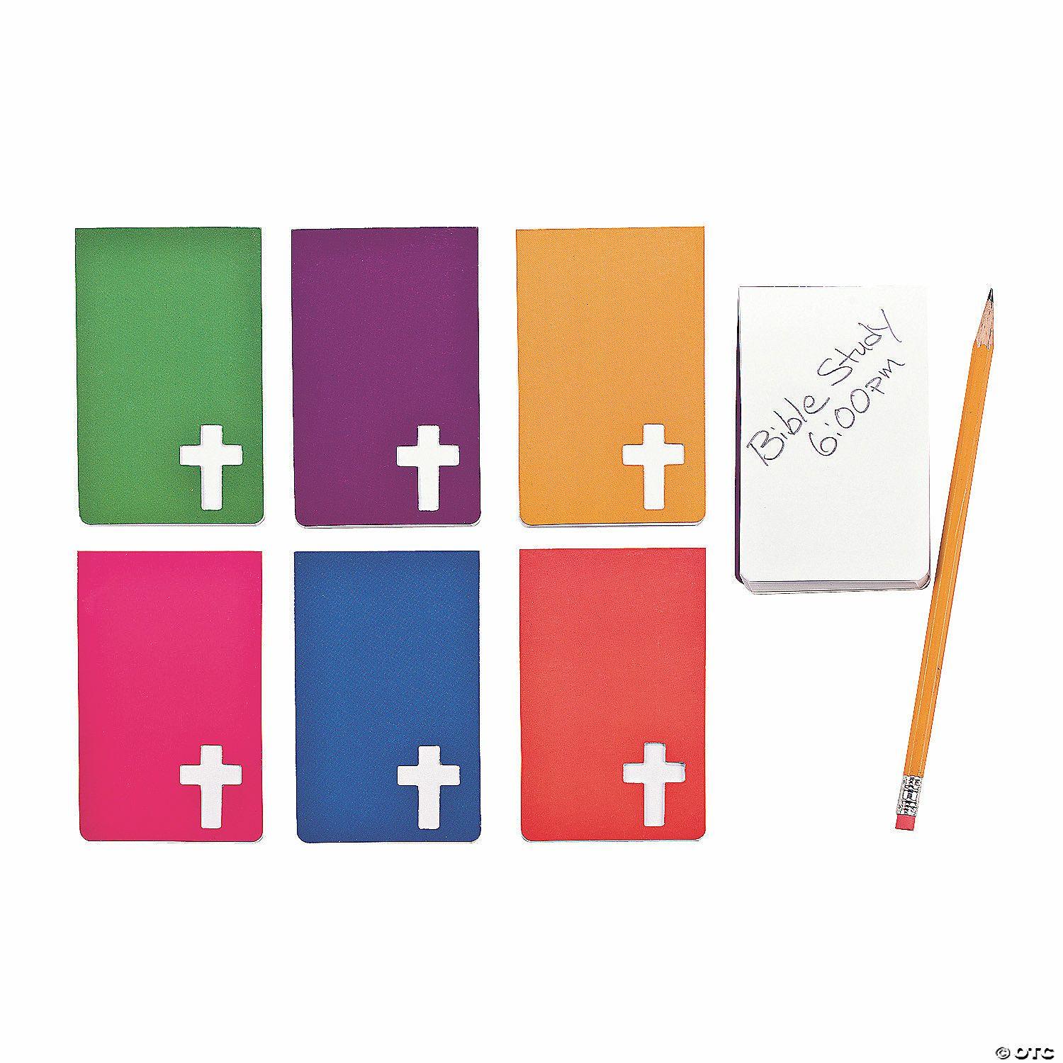 Notepads | 2 1/2″ x 5″ Religious Cross Cutout Solid Color Paper Notepads – 24 Pc.