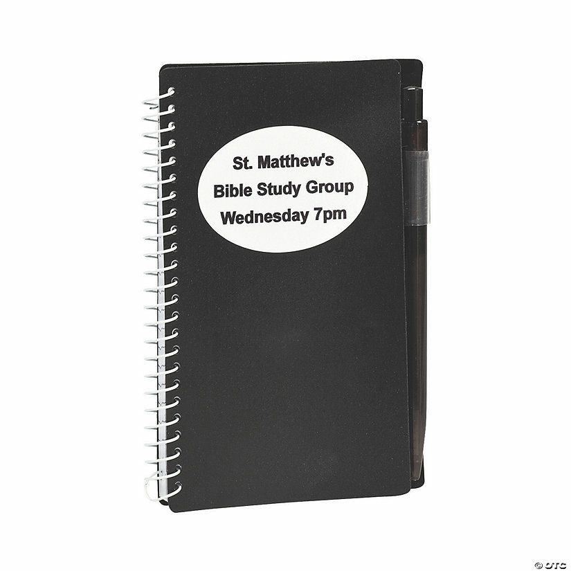 Notepads | 6″ Personalized Black Spiral Paper Notebooks with Pens – 12 Pc.